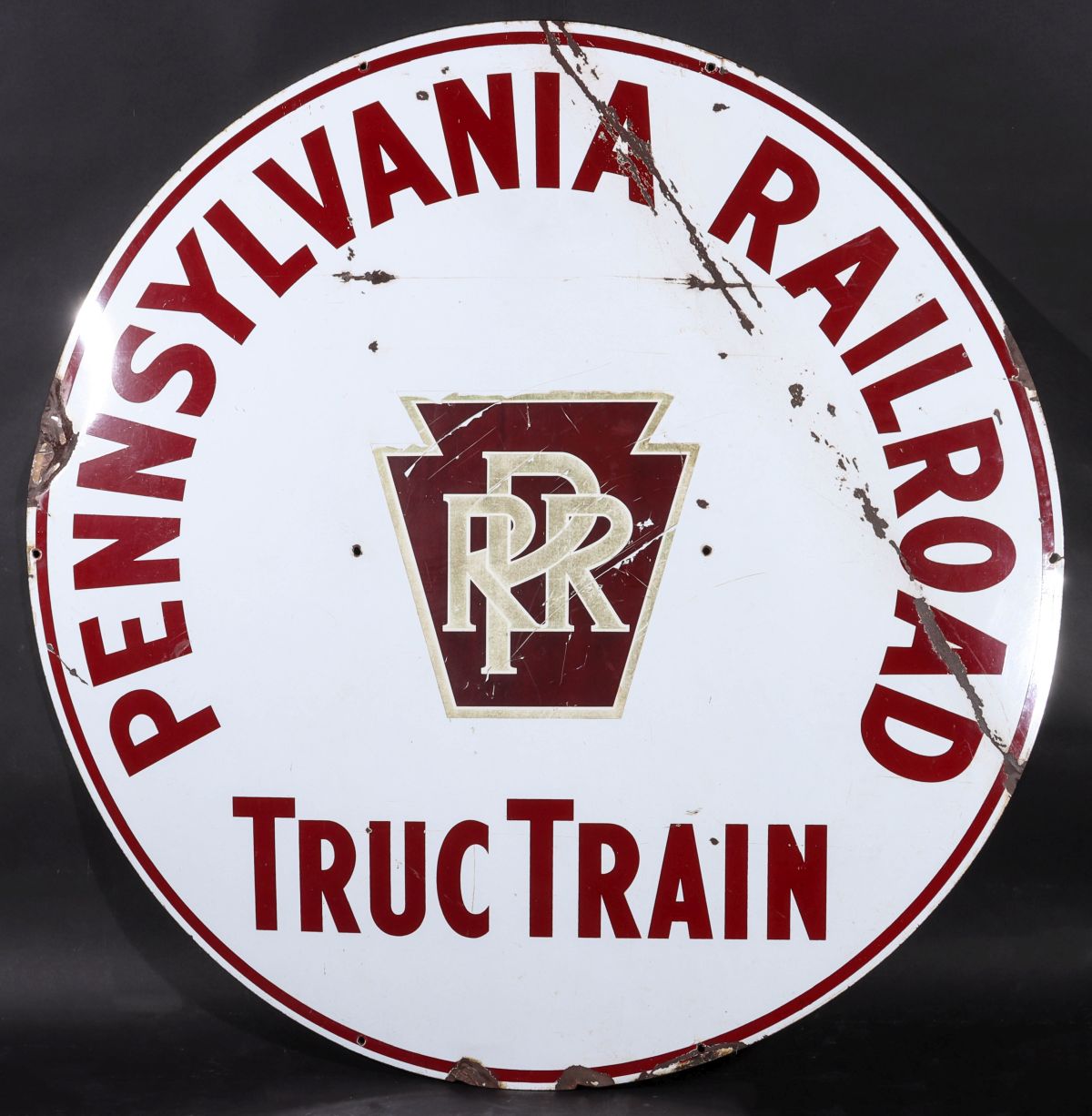 PENNSYLVANIA RAILROAD TRUC TRAIN PORCELAIN ENAMEL SIGN