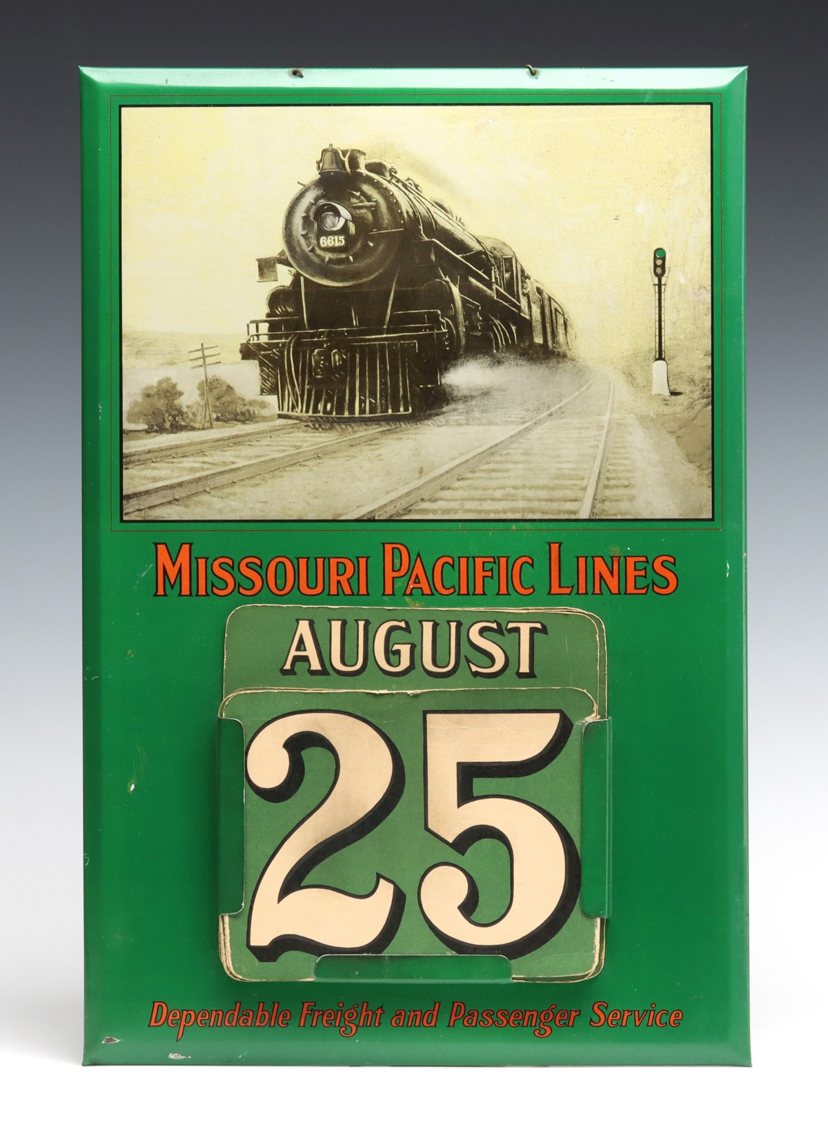 TWO MISSOURI PACIFIC TIN LITHO ADVERTISING CALENDARS