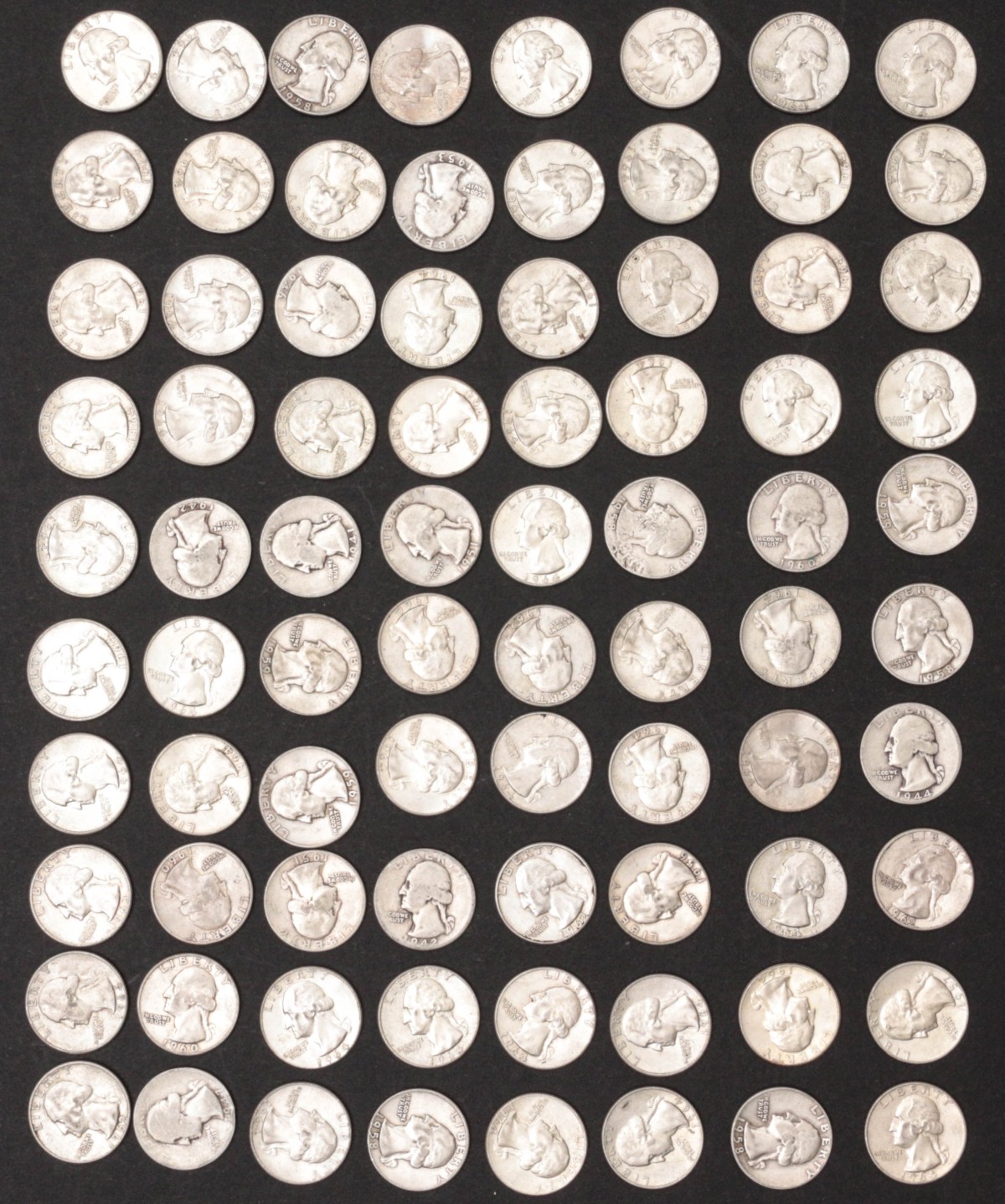 TWENTY DOLLARS FACE VALUE SILVER WASHINGTON QUARTERS