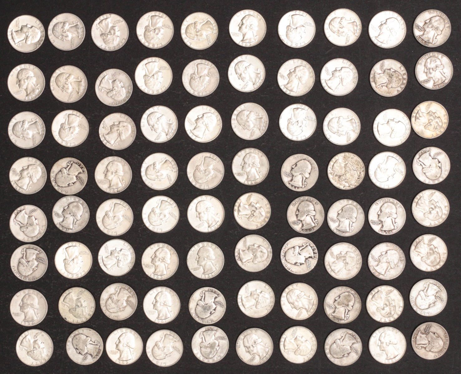 TWENTY DOLLARS FACE VALUE SILVER WASHINGTON QUARTERS