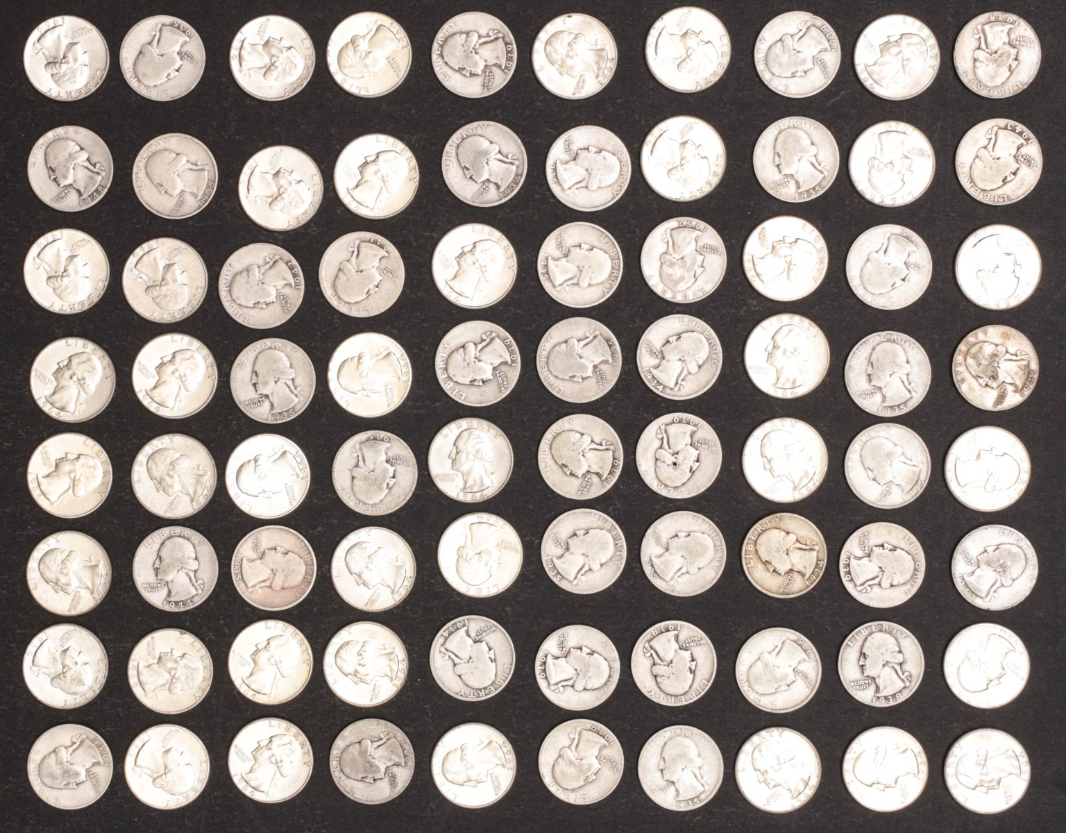 TWENTY DOLLARS FACE VALUE SILVER WASHINGTON QUARTERS