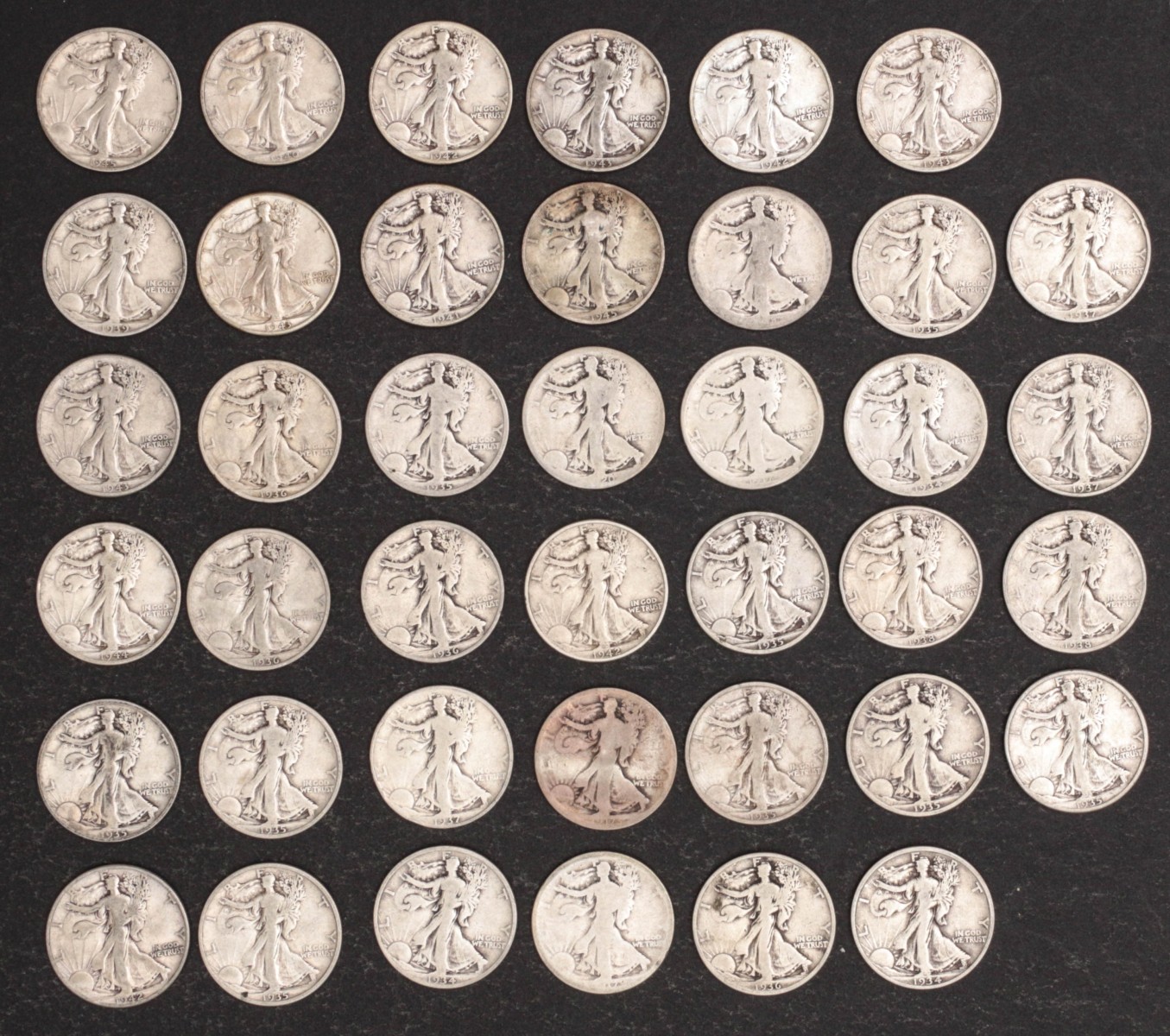 TWENTY DOLLARS FACE VALUE WALKING LIBERTY HALVES