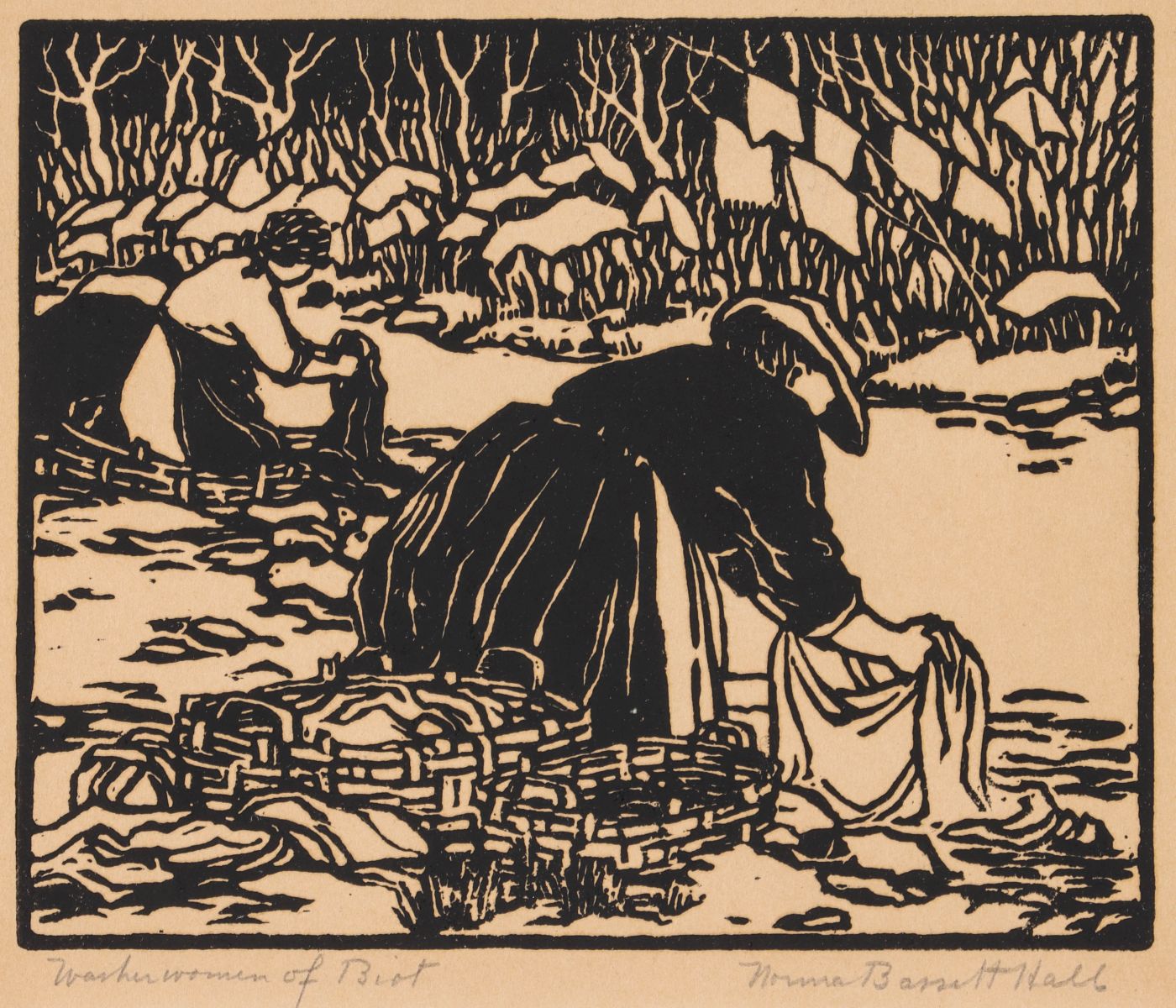 NORMA BASSETT HALL (1889-1957) PENCIL SIGND BLOCK PRINT