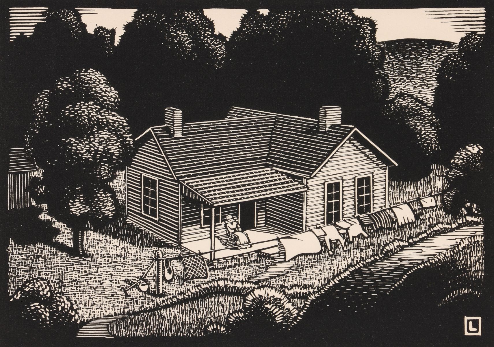 HERSCHEL C LOGAN (1901-1987) PENCIL SIGNED WOOD BLOCK