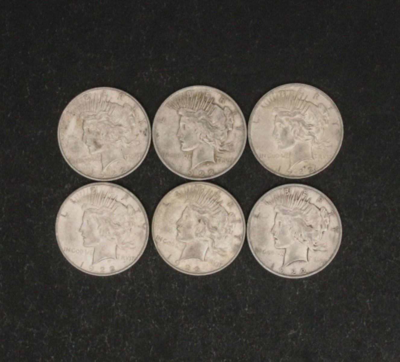 SIX PEACE DOLLARS