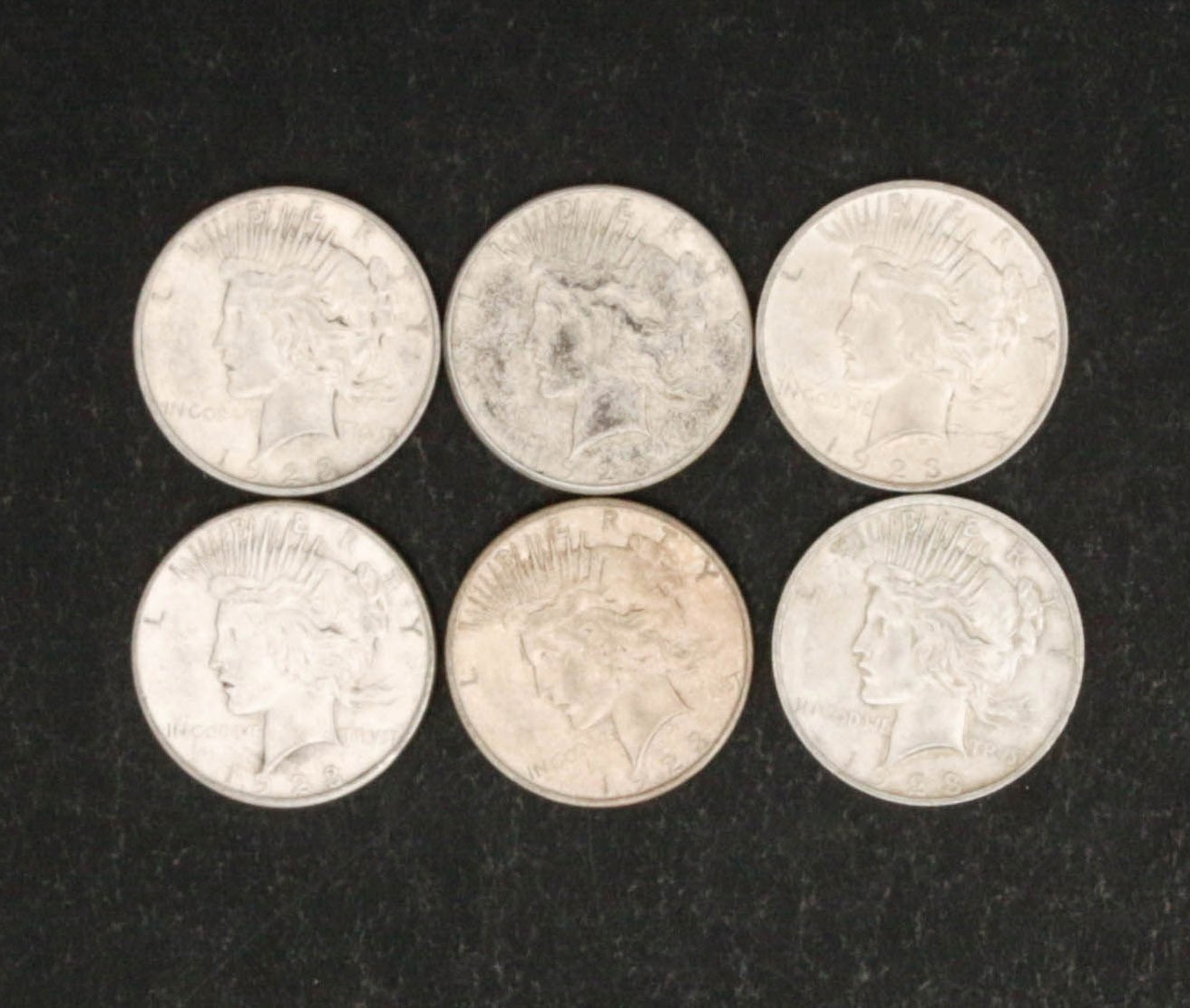 SIX PEACE DOLLARS