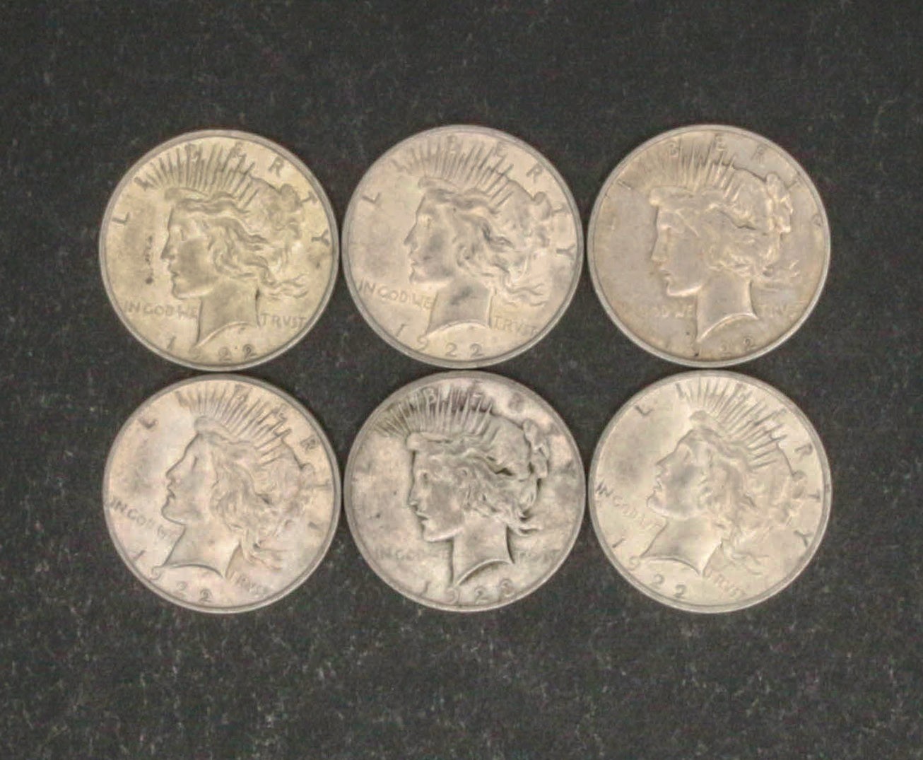 SIX PEACE DOLLARS