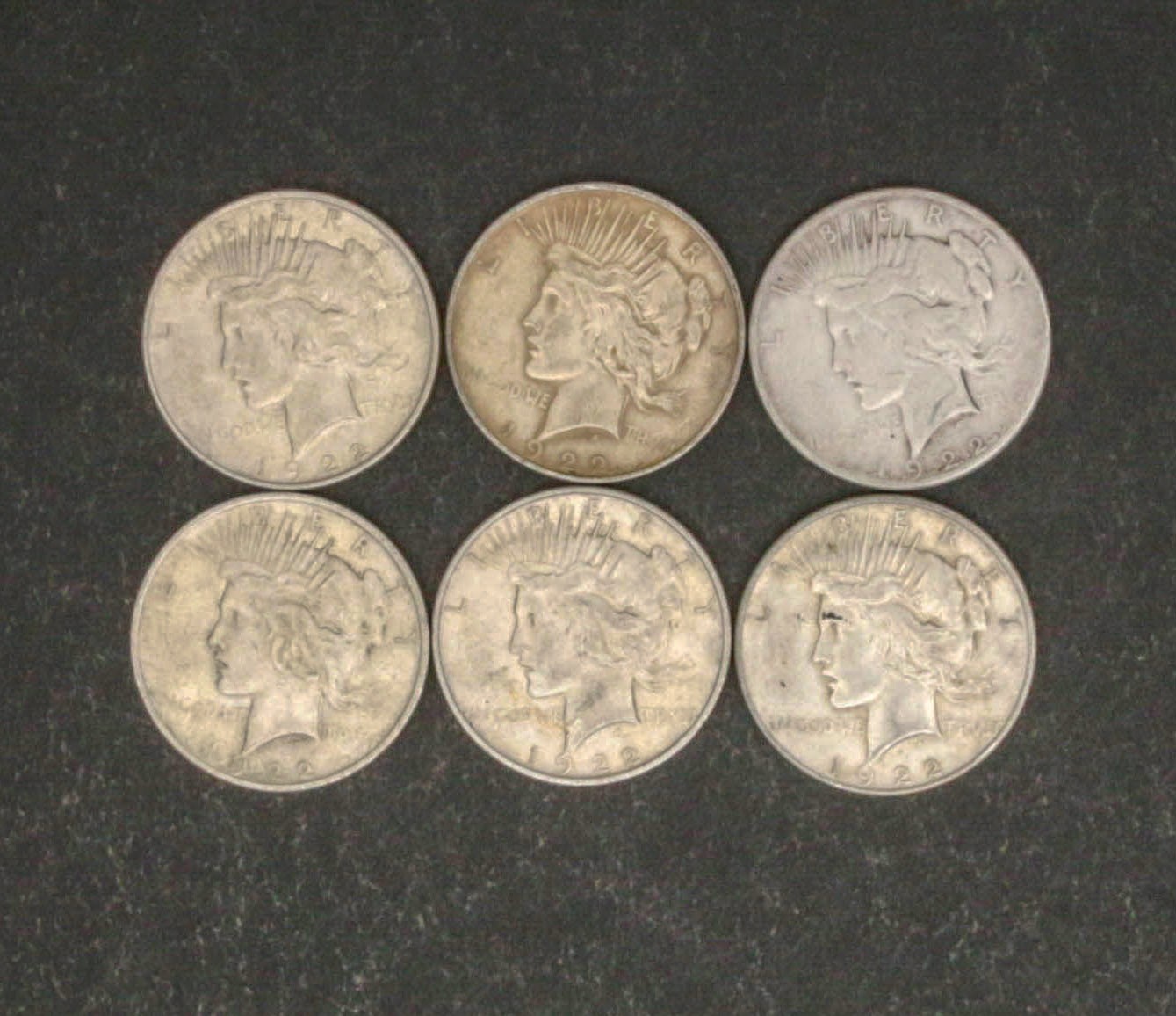 SIX PEACE DOLLARS