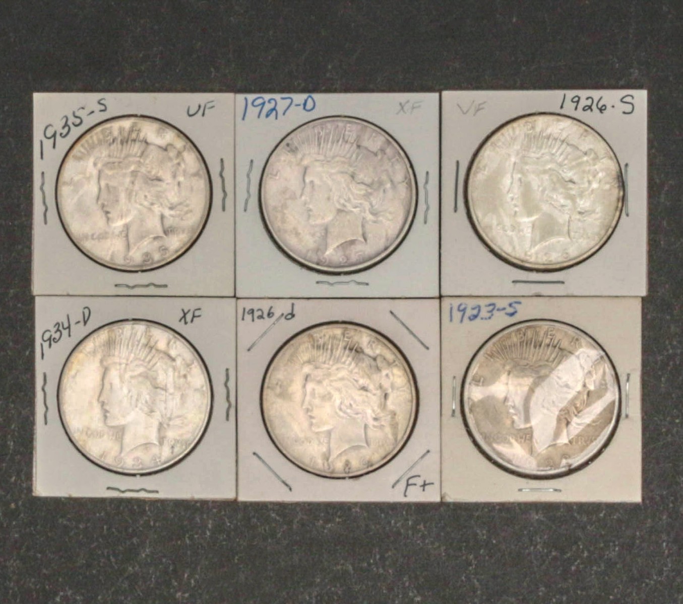 SIX PEACE DOLLARS