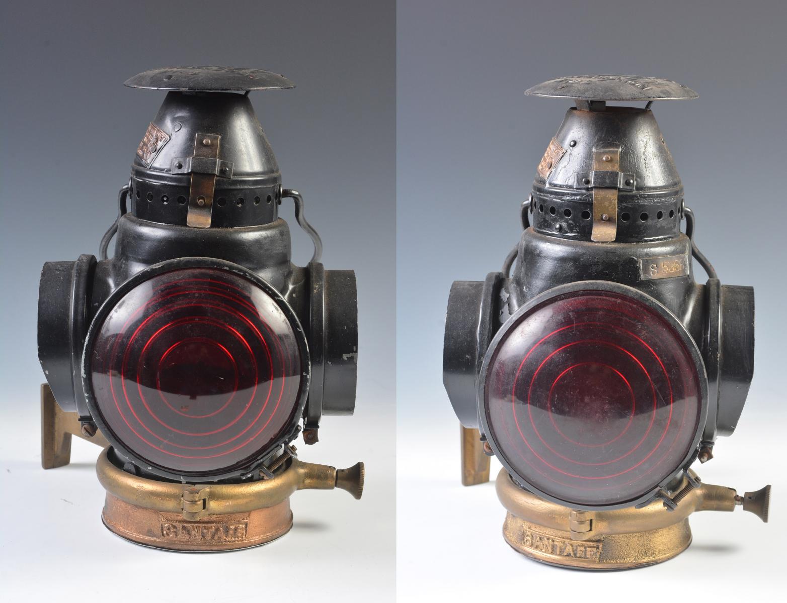 A GOOD PAIR OF ADAMS & WESTLAKE SANTA FE MARKER LAMPS