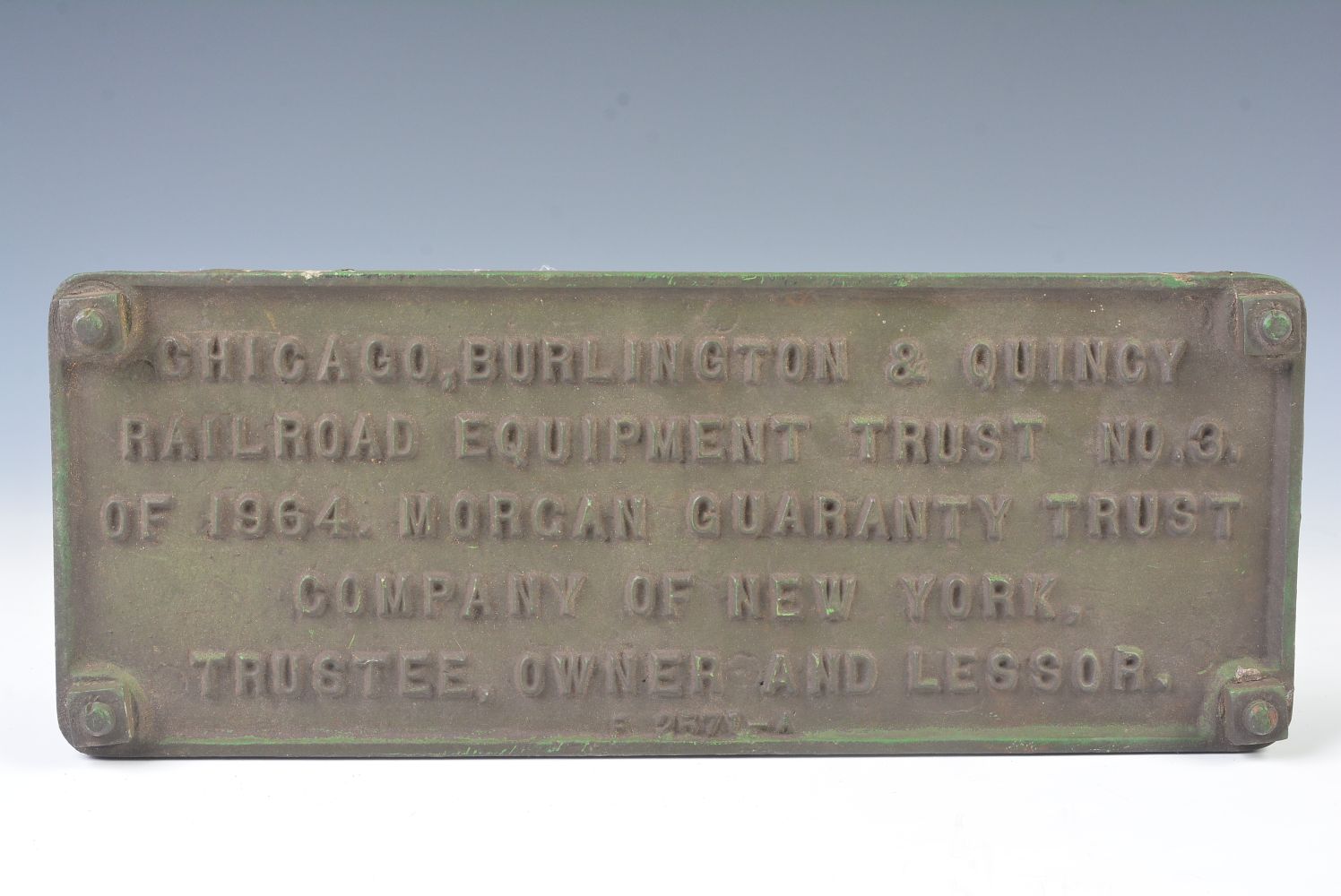 CHICAGO, BURLINGTON & QUINCY RR EQUIPMENT TRUST PLAQUE