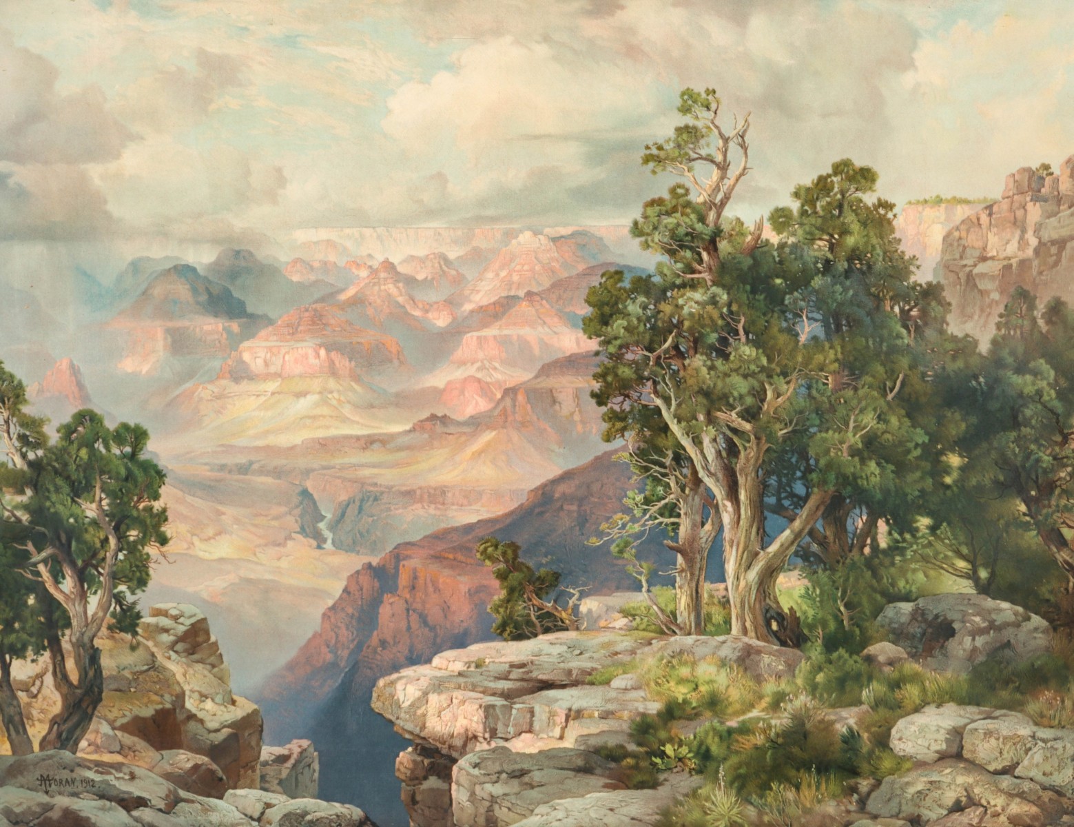 GRAND CANYON ON THE SANTA FE, CHROMOLITHO AFTER MORAN