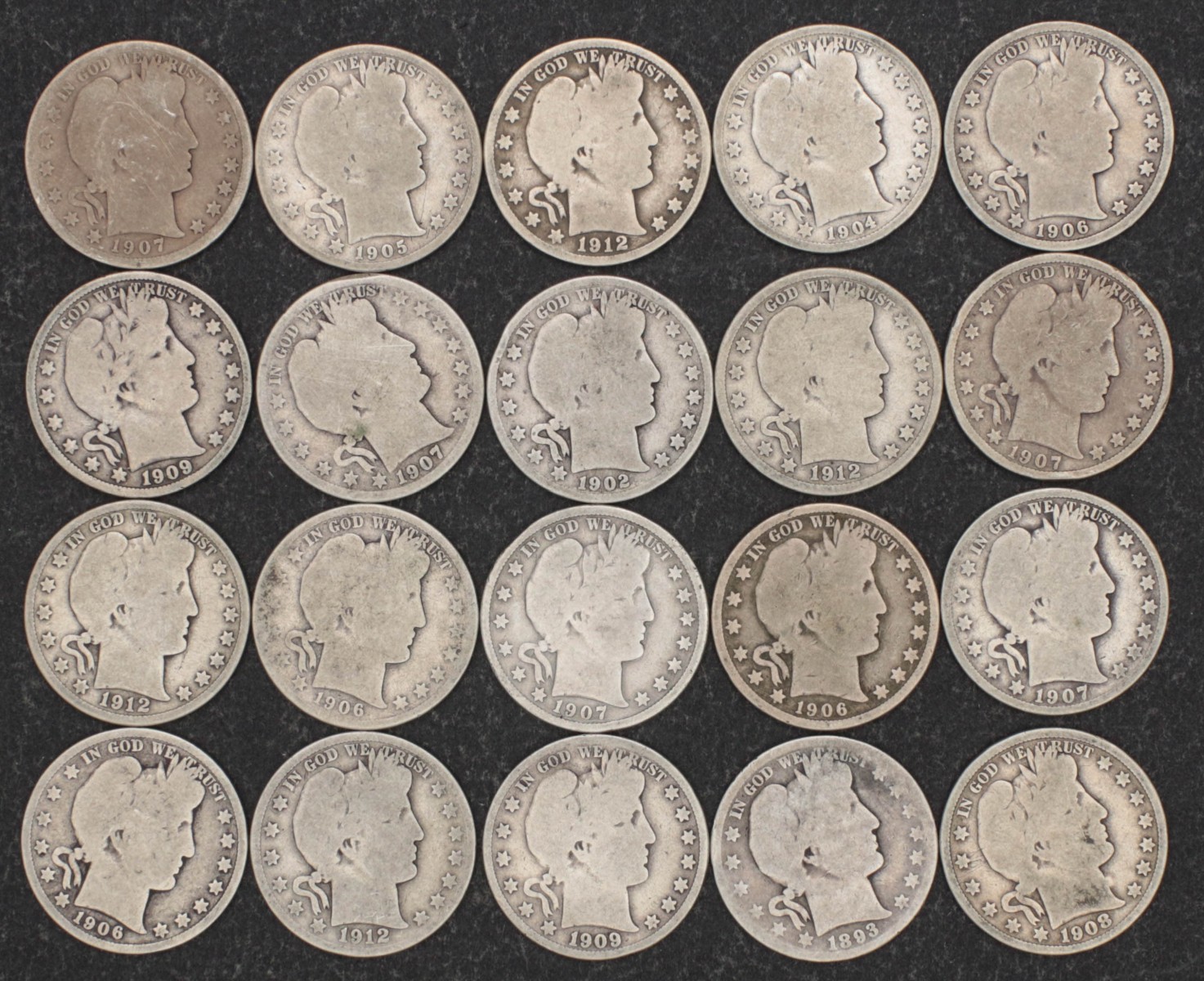 TEN DOLLARS FACE VALUE BARBER HALVES