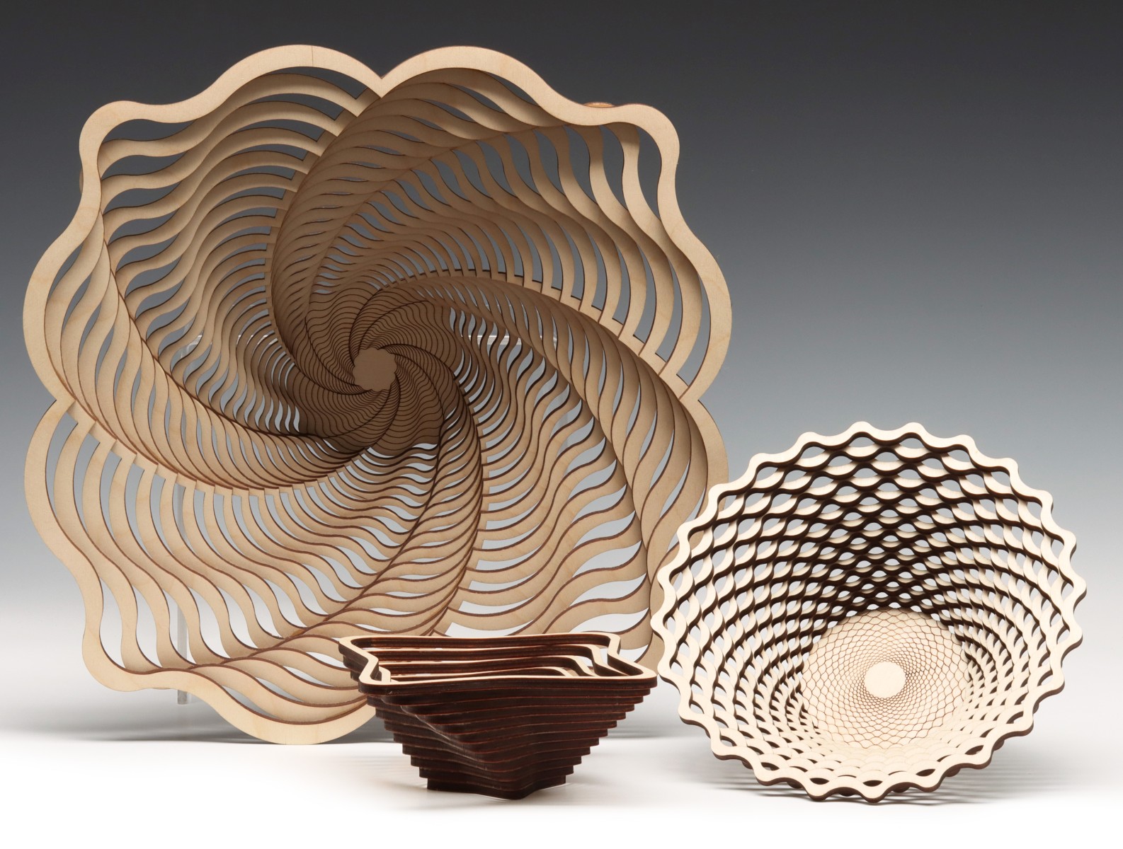 ROB JONES FRETTED BALTIC BIRCH BASKETRY BOWLS