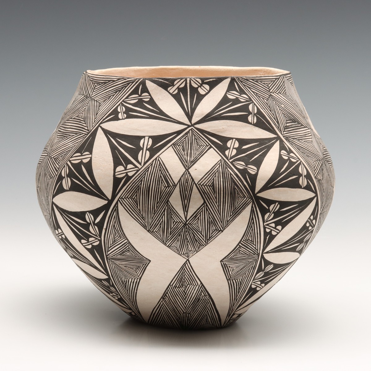 A LATE 20TH C. FINE LINE ACOMA OLLA SIGNED R. ARNOLD