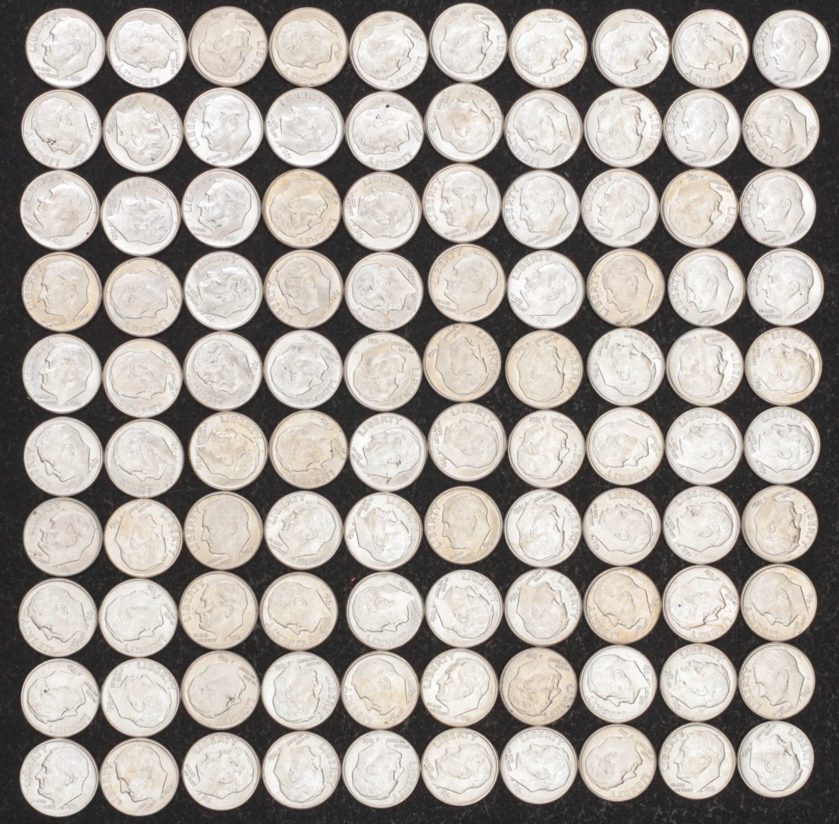 TEN DOLLARS FACE VALUE SILVER ROOSEVELT DIMES