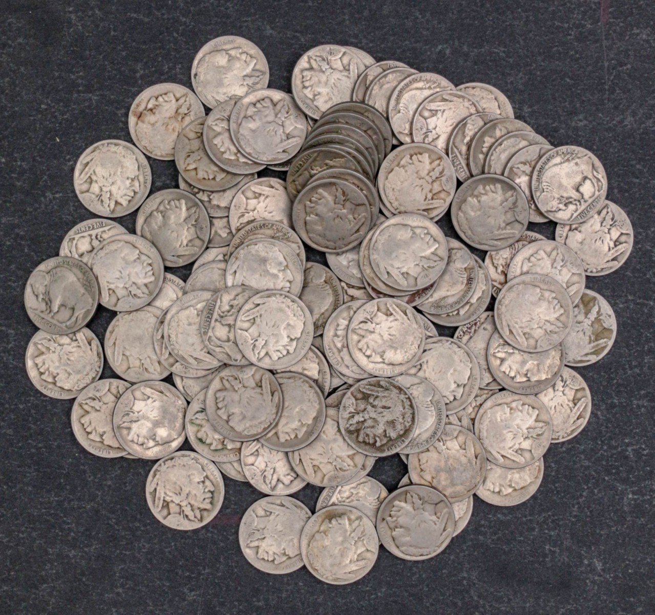 100 BUFFALO NICKELS WITH FAINT OR NO DATE