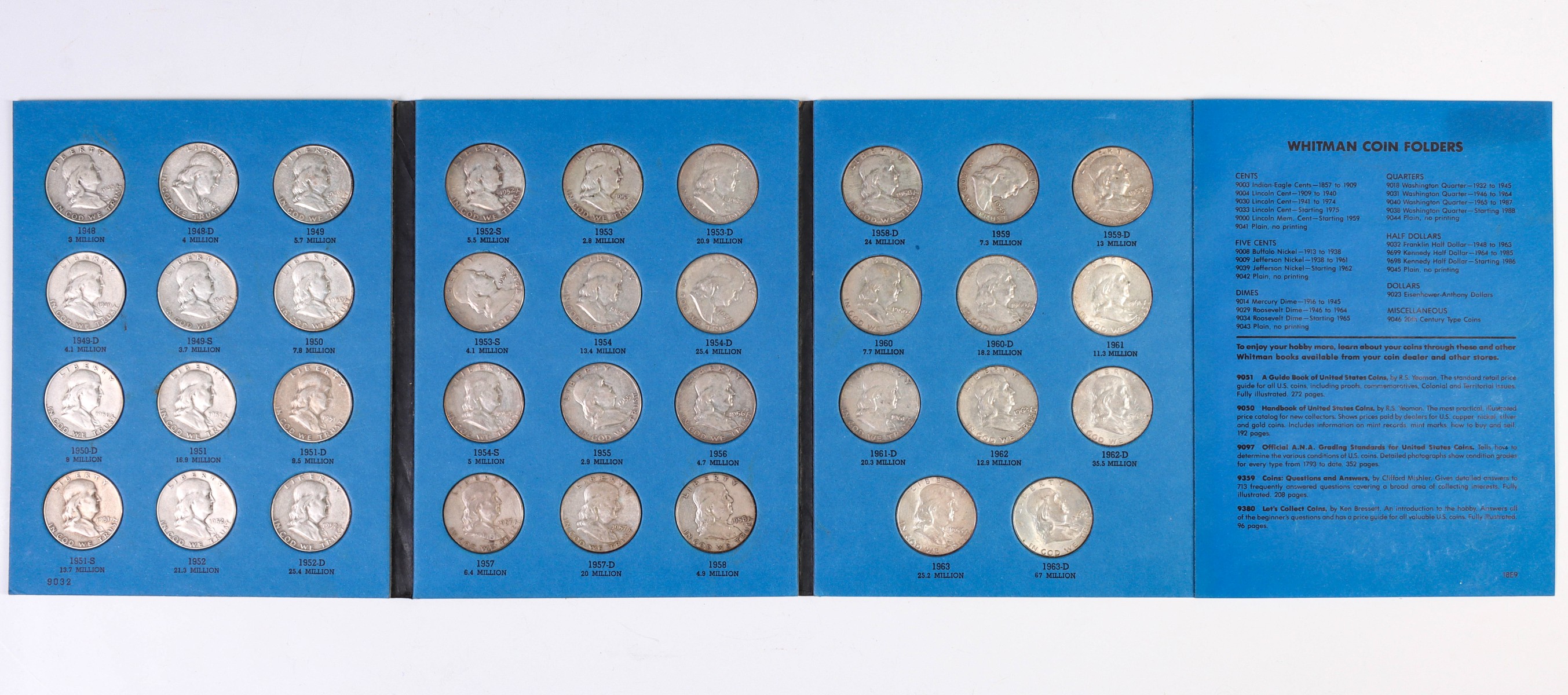 SET OF THIRTY-FIVE FRANKLIN HALF DOLLARS 1948-1963