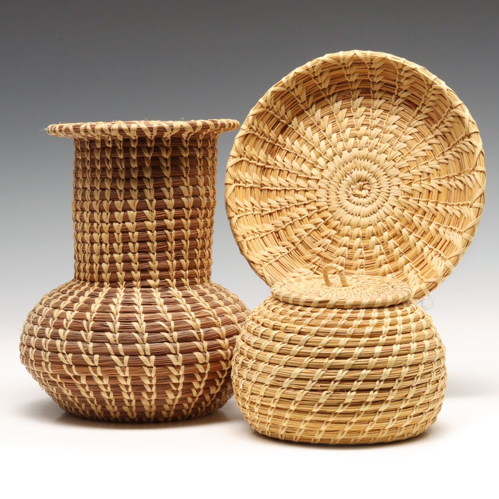 SOUTHEASTERN U.S. NATIVE AMERICAN PINE NEEDLE BASKETS