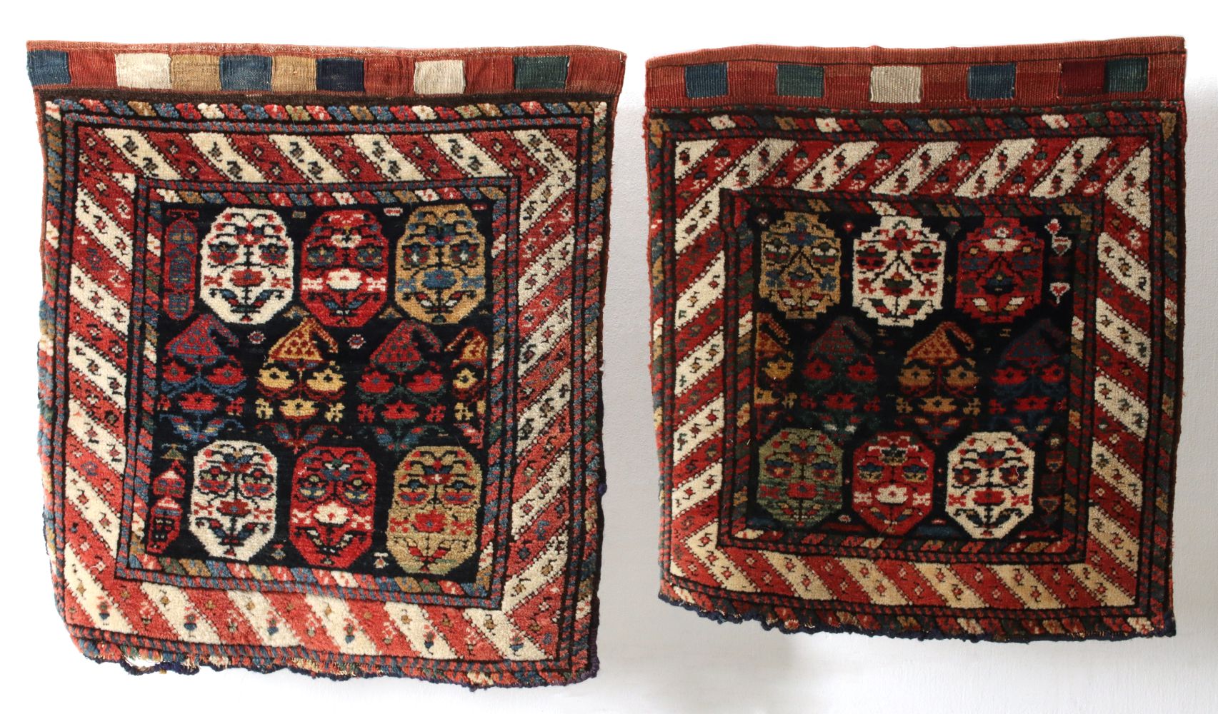 A PAIR OF LUSTROUS PERSIAN KURDISH BAG FACES