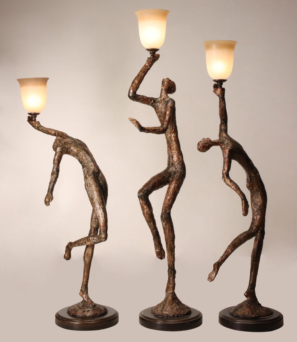 A TRIO OF MODERNIST LIFE-SIZED FIGURAL FLOOR LAMPS