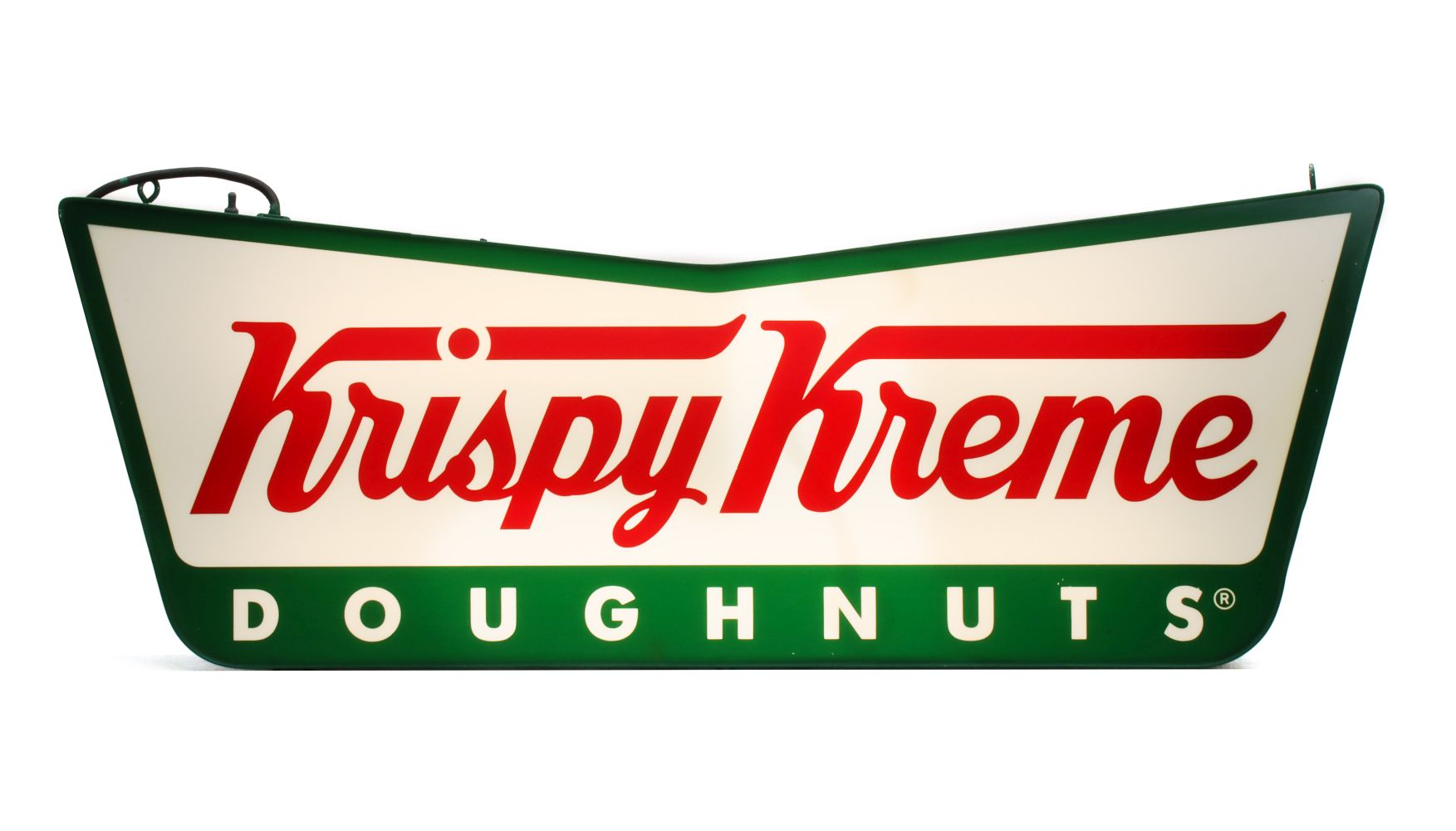 A LARGE LIGHTED KRISPY KREME DOUGHNUTS ADVERTISING SIGN