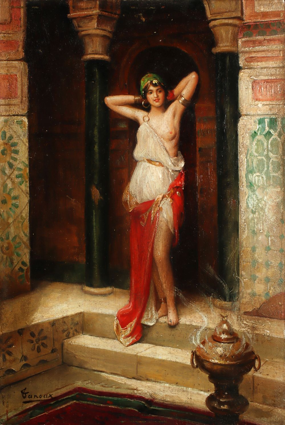 OIL ON PANEL OF HAREM GIRL WITH SPURIOUS SIGNATURE