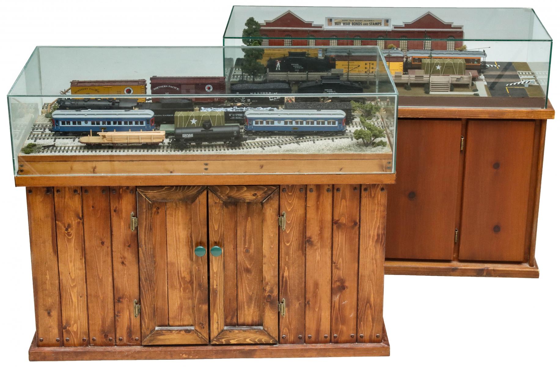 CHICAGO, AURORA & ELGIN O-SCALE DIORAMAS W/ BRASS CARS