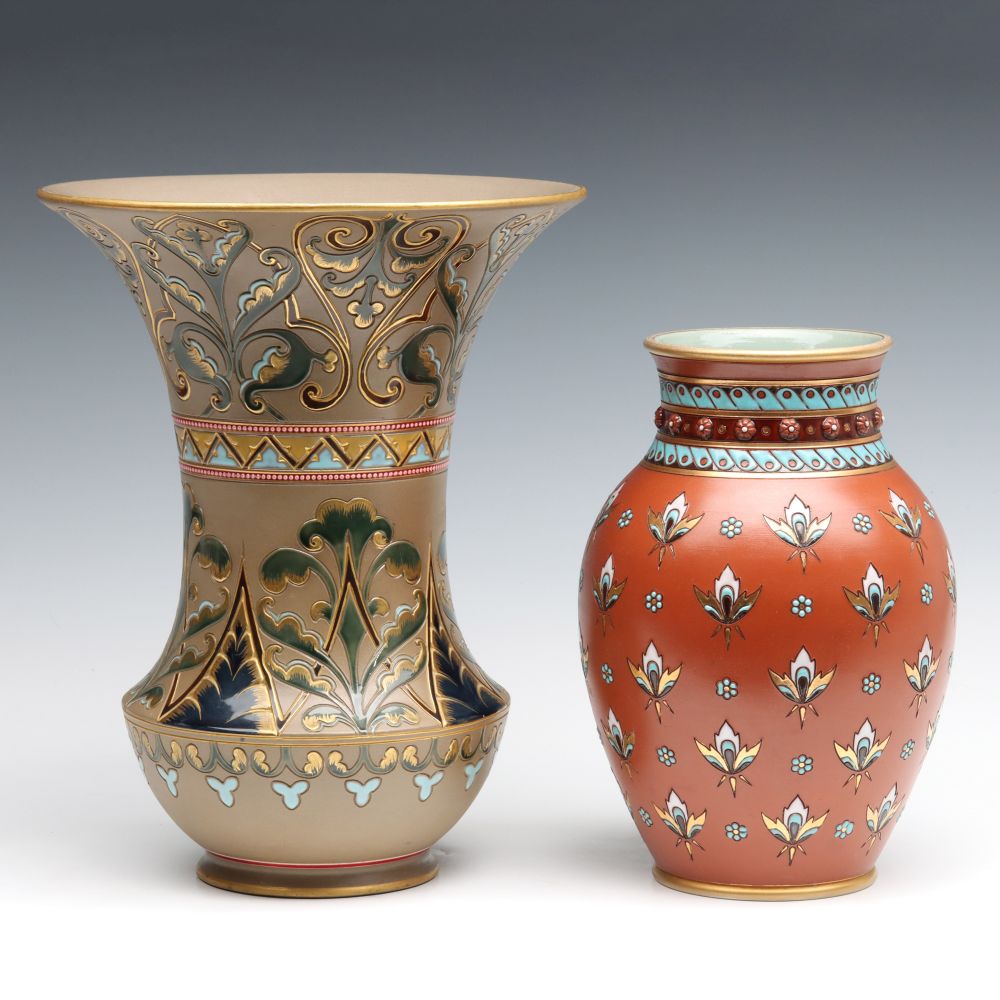 SARREGUEMINES AND METTLACH ETCHED MOSAIC CERAMICS