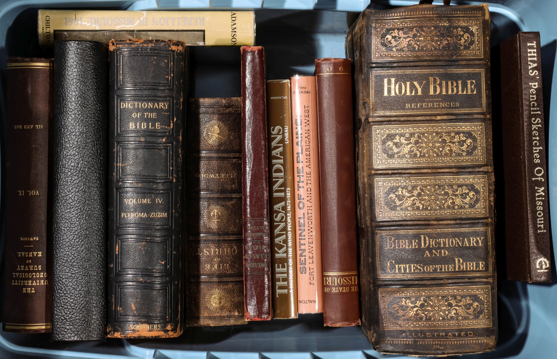 A LARGE COLLECTION OF LEATHER BOUND BOOKS