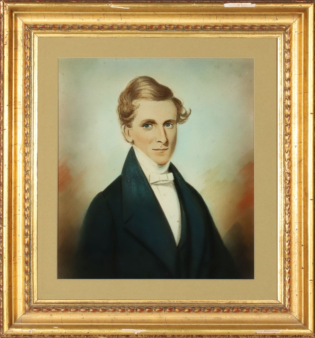 PRINTED PORTRAIT OF A GENTLEMAN HEIGHTENED IN PASTEL