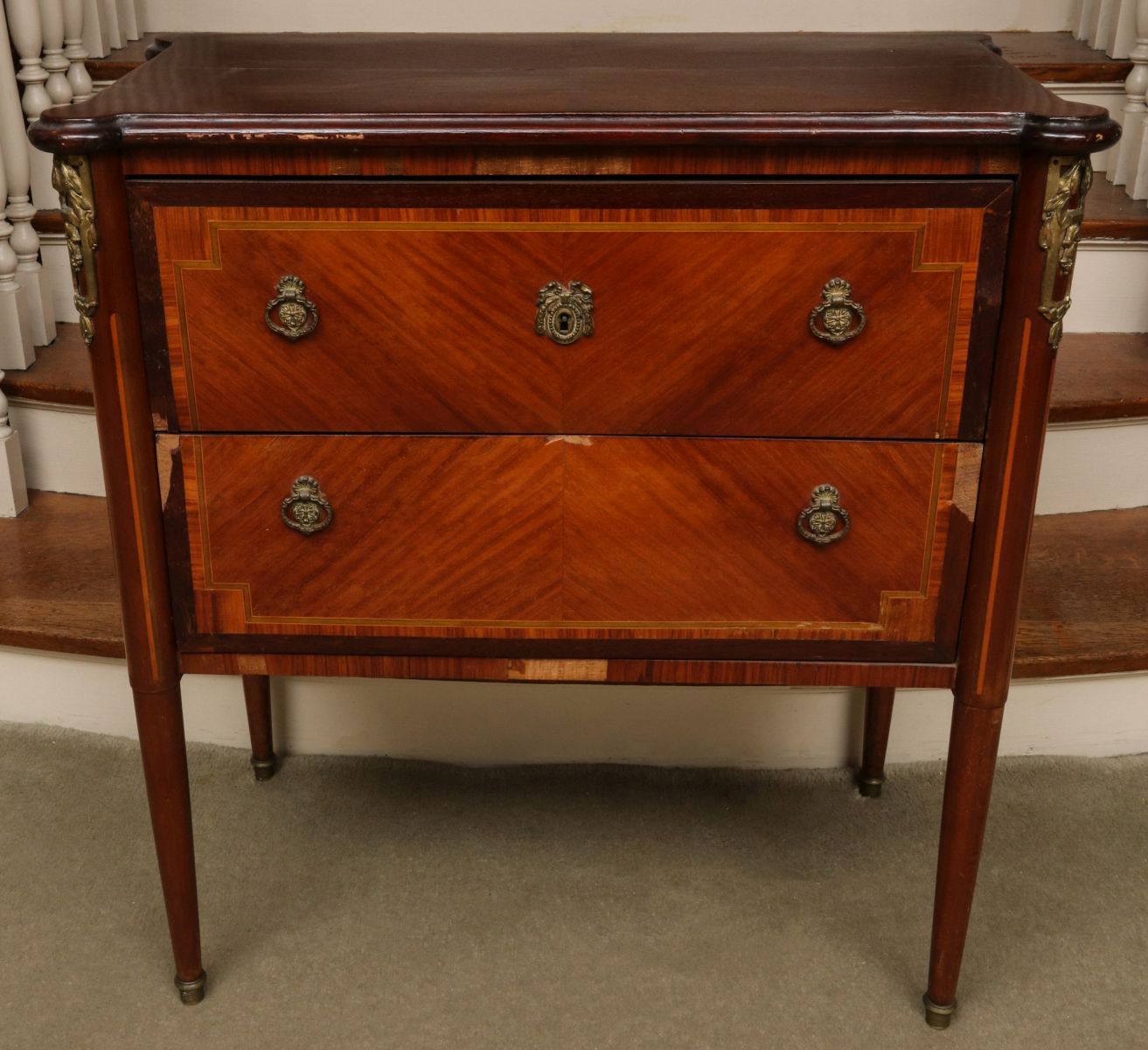 A FRENCH STYLE STAND AND VICTORIAN BAMBOO CABINET