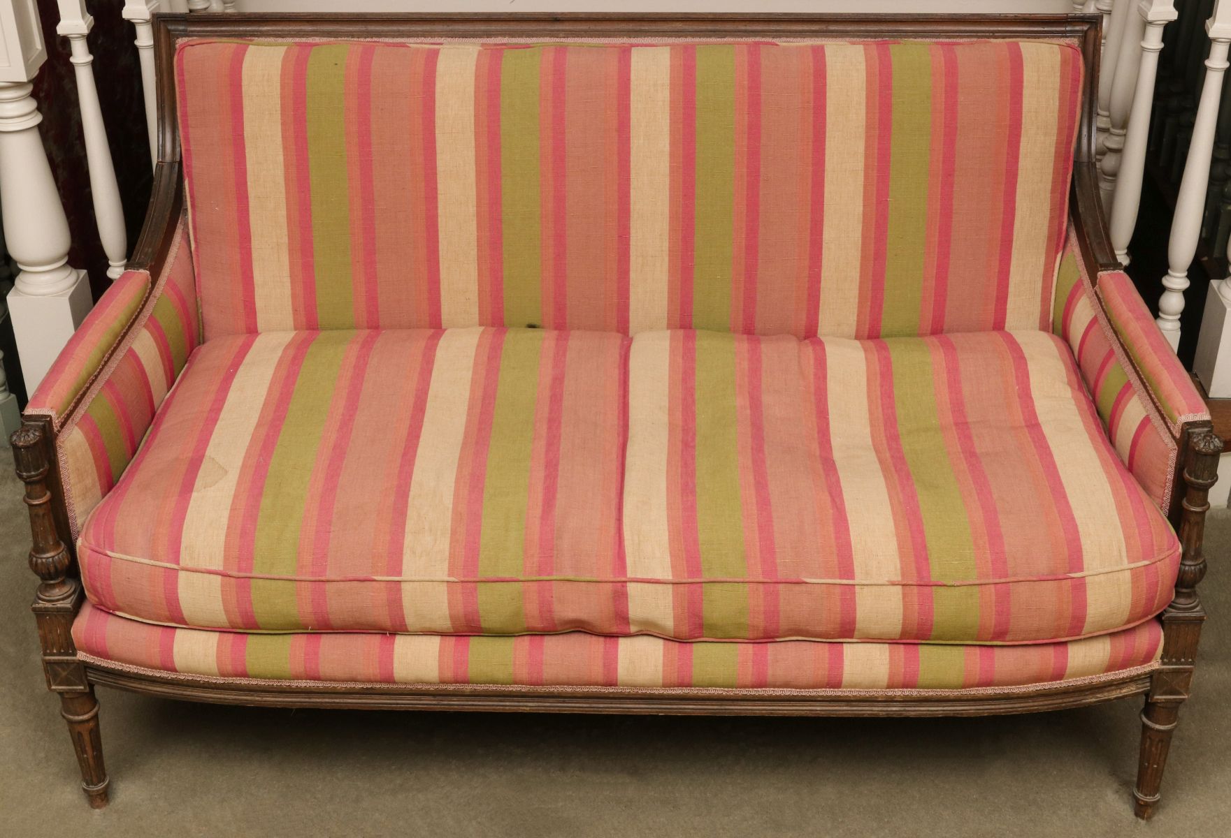 A 19TH C. LOUIS XVI STYLE LOVESEAT