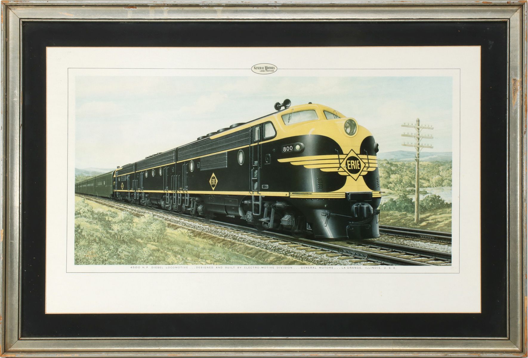 AN ERIE RAILROAD G.E. LOCOMOTIVE ADVERTISING PRINT