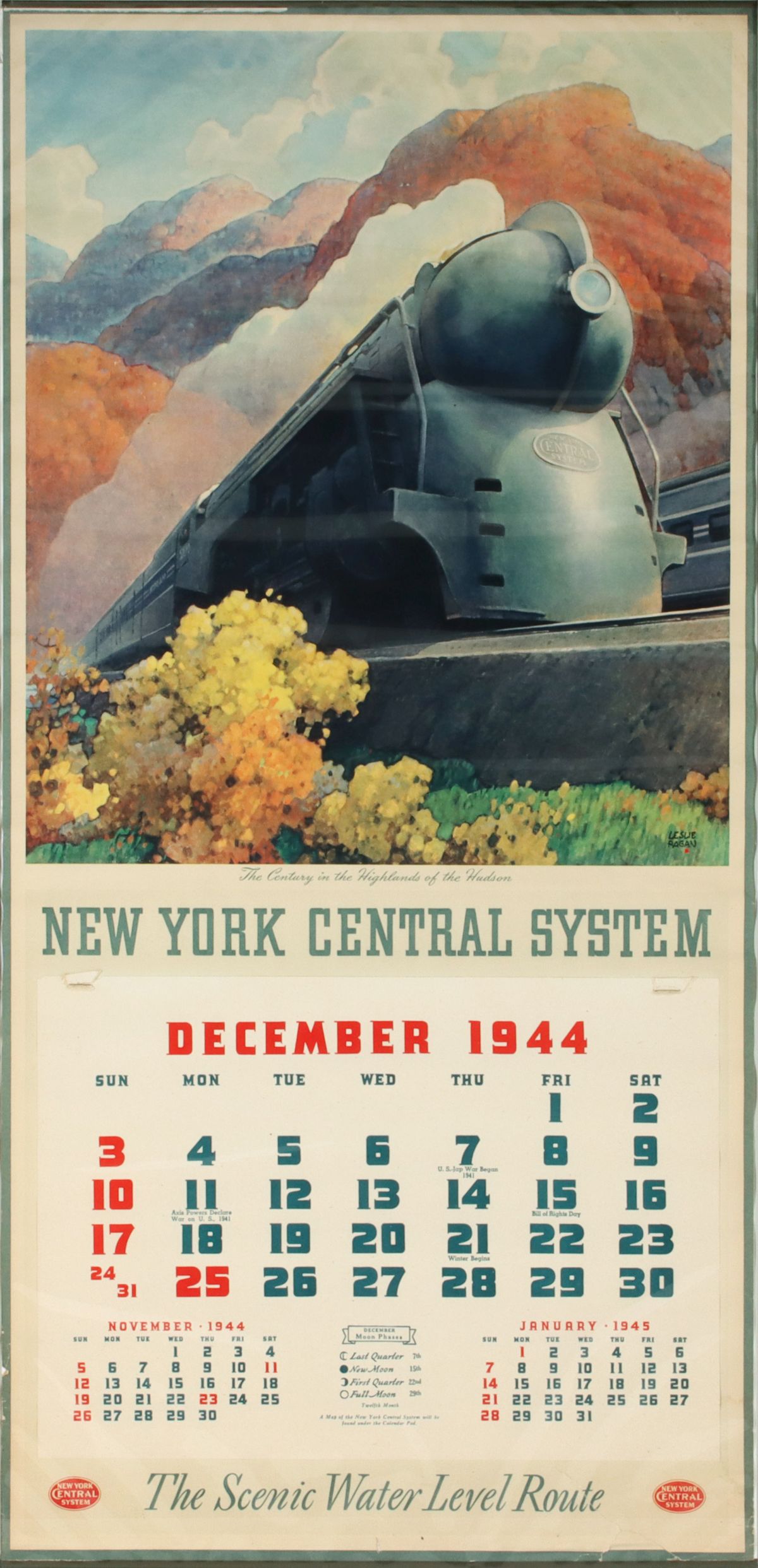 A LESLIE RAGAN ILLUSTRATED NEW YORK CENTRAL CALENDAR