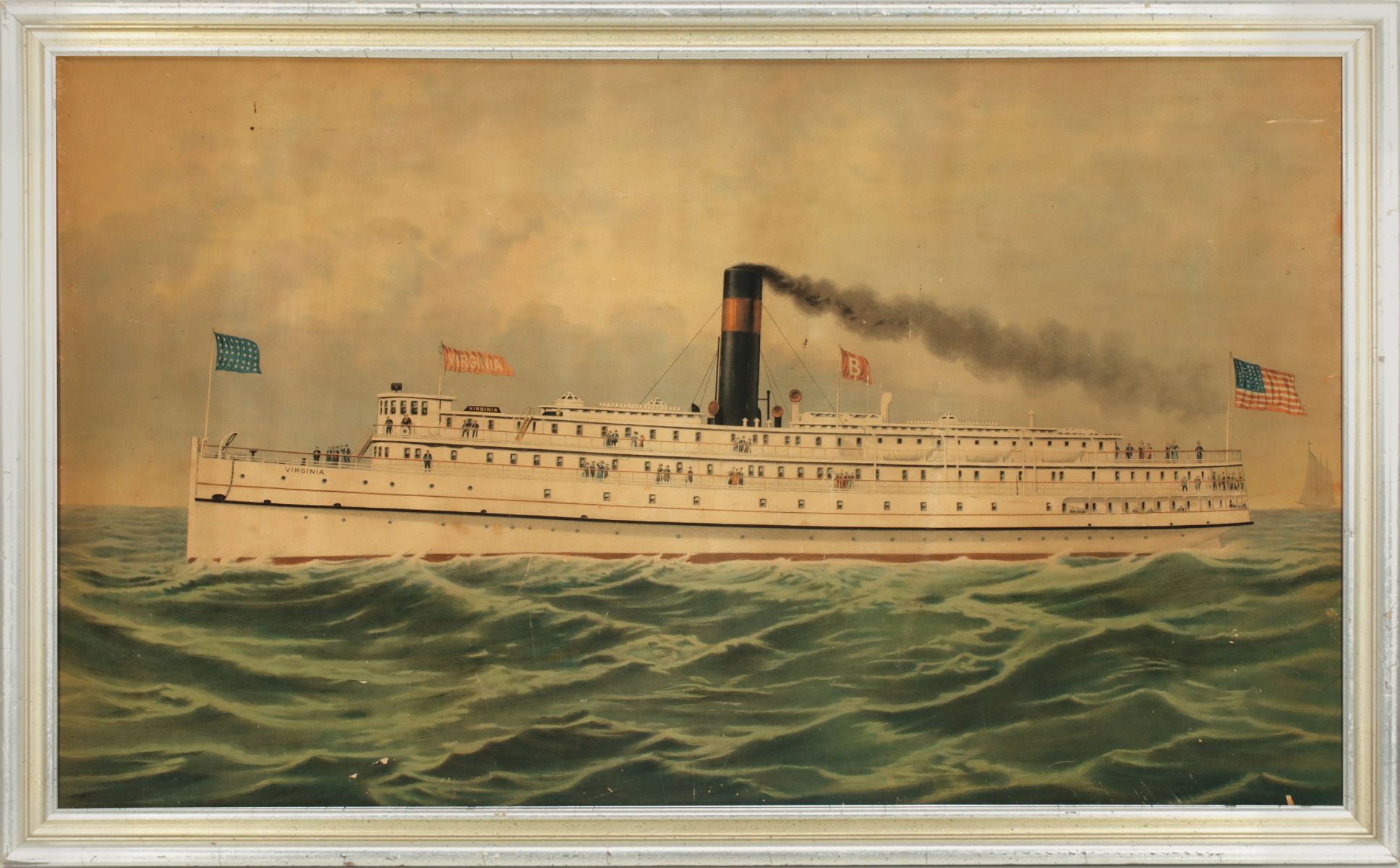 RARE CHROMOLITHOGRAPH OF EARLY 20TH C. STEAMER VIRGINIA