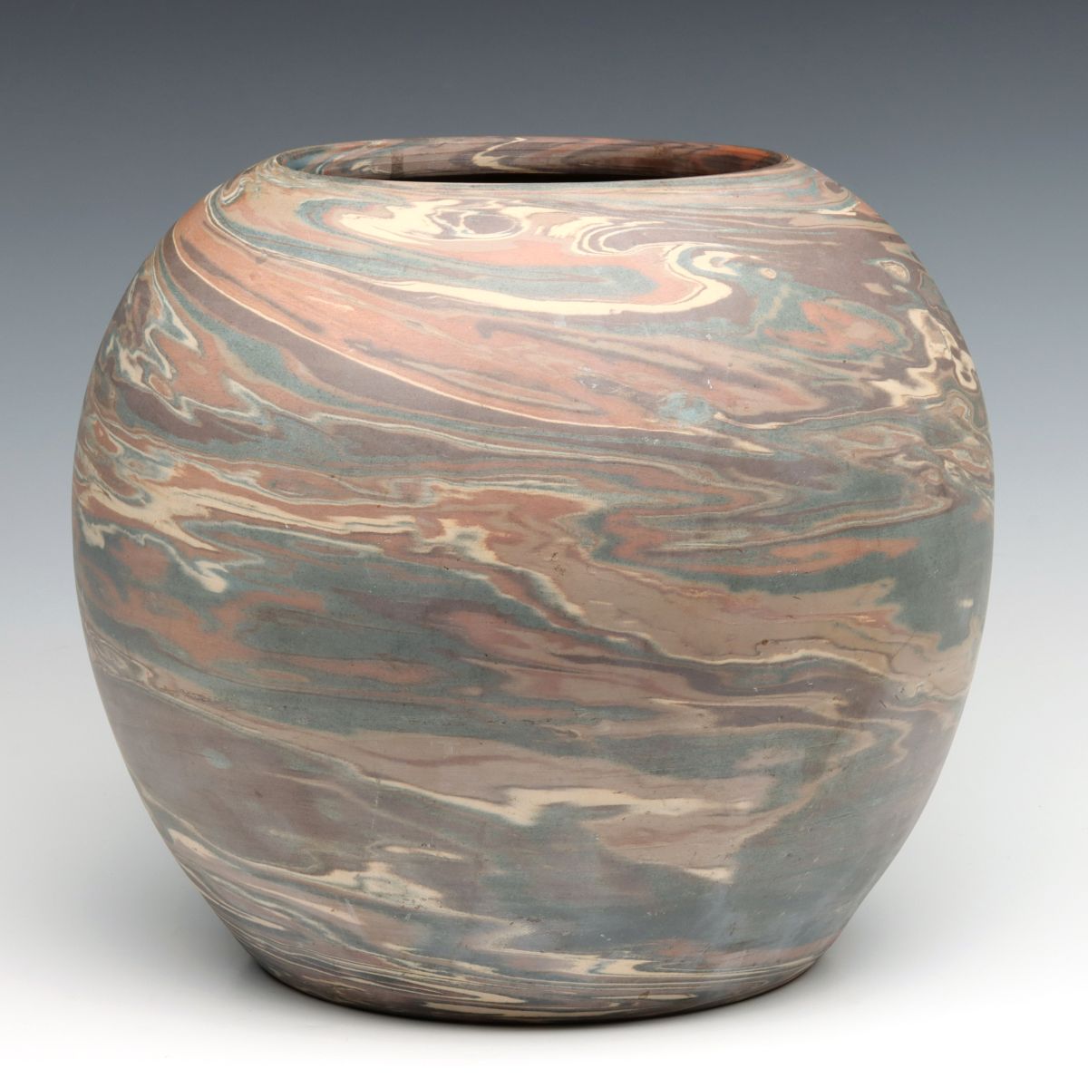 A VERY LARGE NILOAK MISSIONWARE POTTERY BALL SHAPE VASE