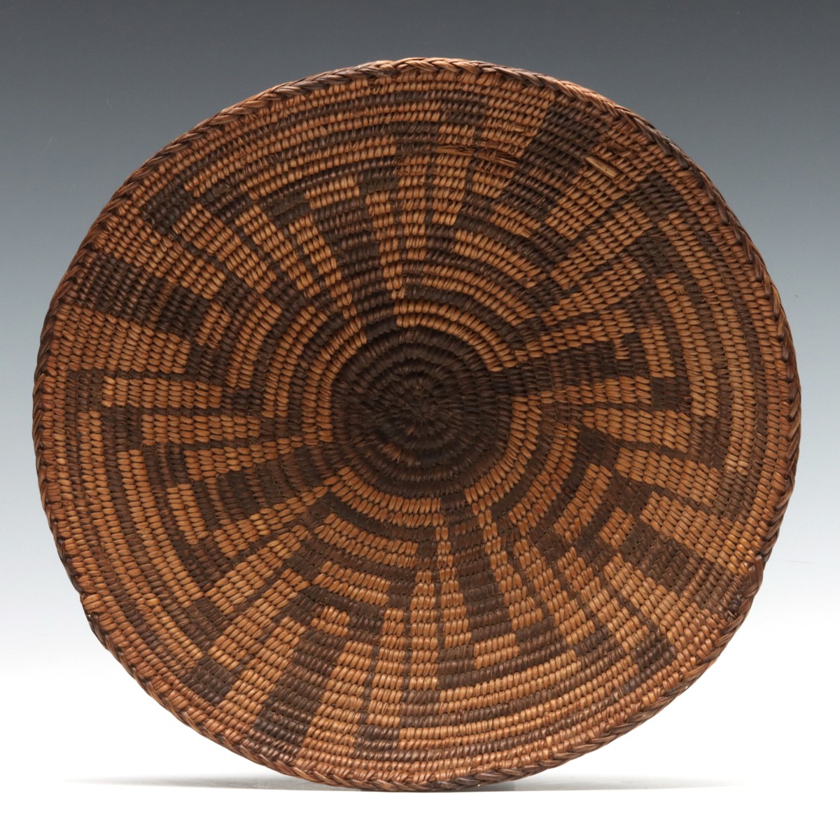 A PIMA NATIVE AMERICAN BASKETRY TRAY