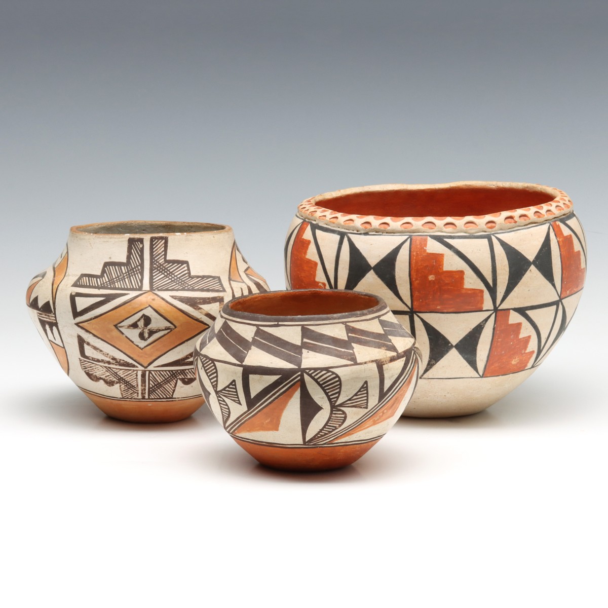 ACOMA PUEBLO POTTERY JARS AND OLLAS