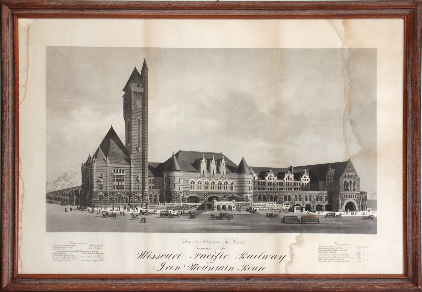 MO PAC IRON ROUTE PRINT ST. LOUIS UNION STATION C. 1900