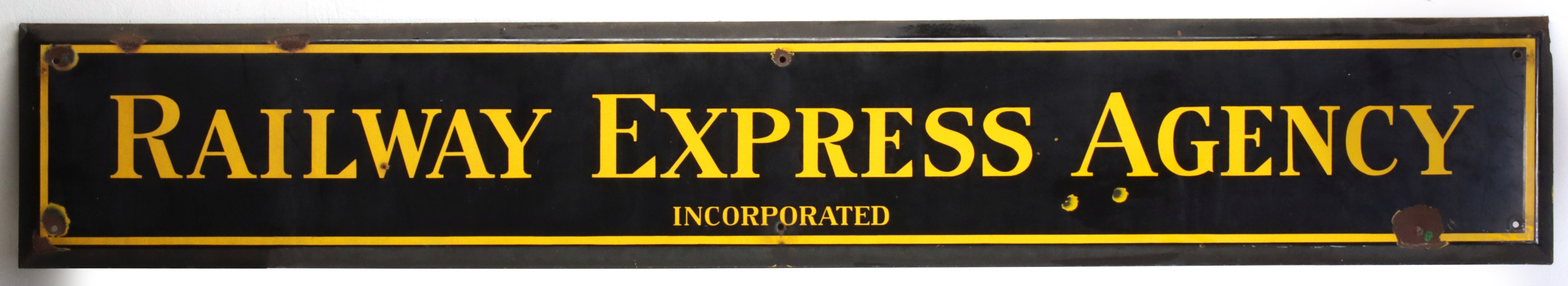 RAILWAY EXPRESS AGENCY PORCELAIN ENAMEL SIGN