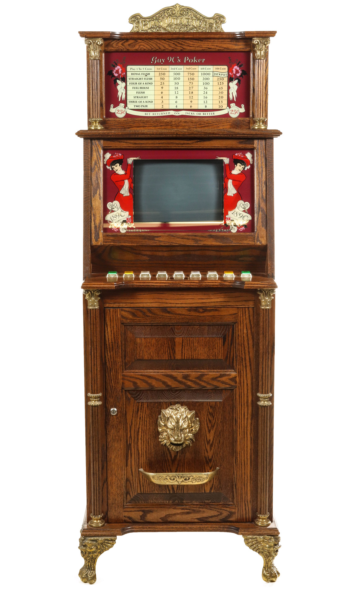 A SCARCE UPRIGHT VIDEO POKER GAME IN OAK CASE C. 1989