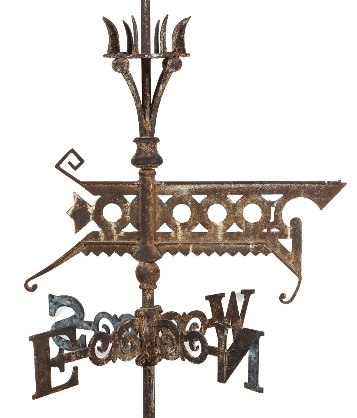 A LARGE, HEAVY CAST IRON VICTORIAN WEATHERVANE