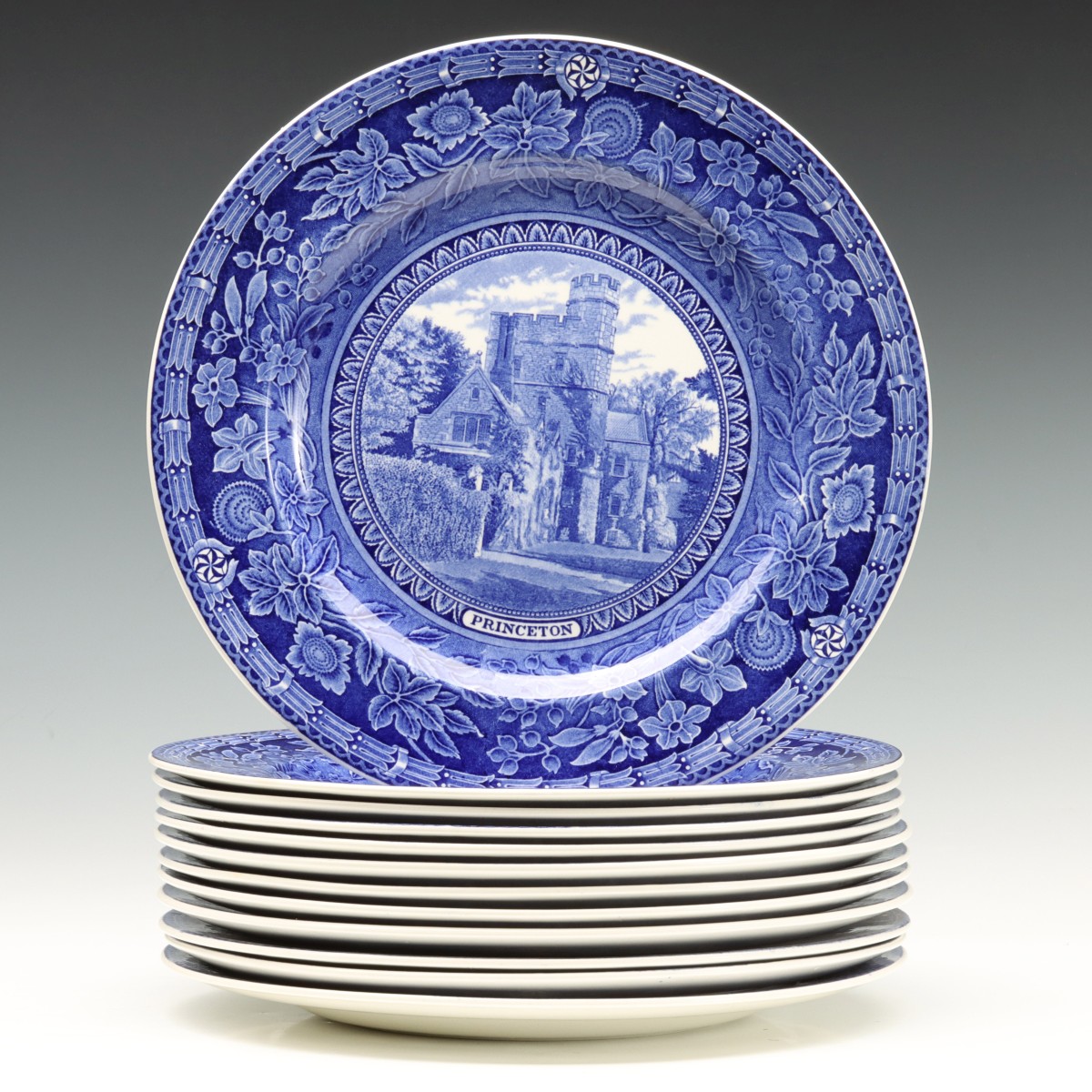 TWELVE WEDGWOOD VIEWS OF PRINCETON SERVICE PLATES