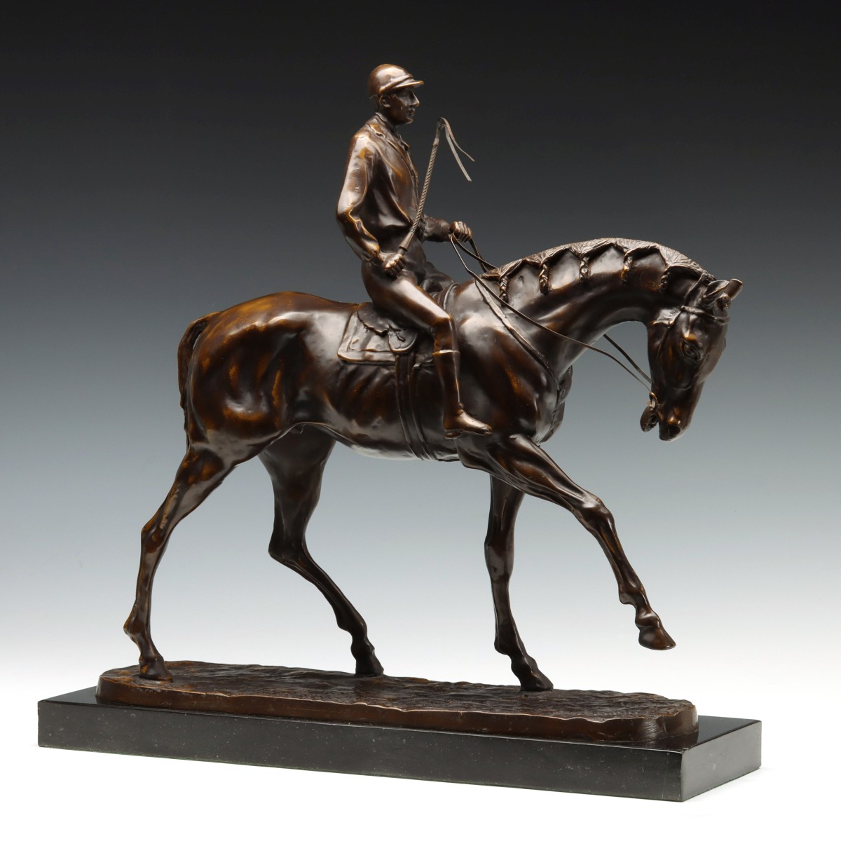 A LATE 20TH C. RECAST EQUESTRIAN BRONZE AFTER P.J. MENE