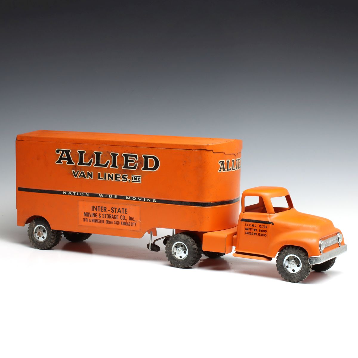 A PRESSED STEEL ALLIED VAN LINES TOY TRUCK BY TONKA