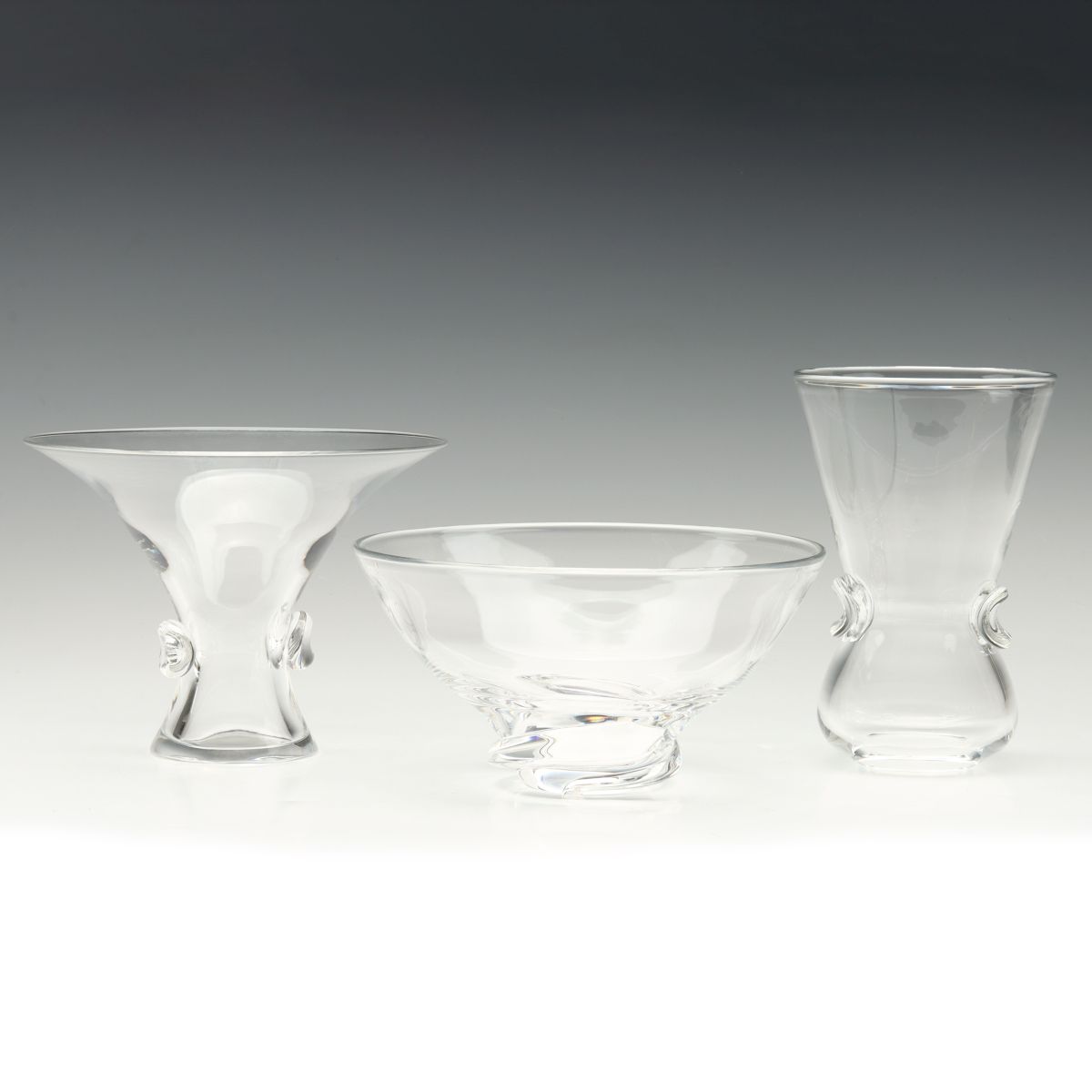 THREE STEUBEN CRYSTAL ART GLASS VASES