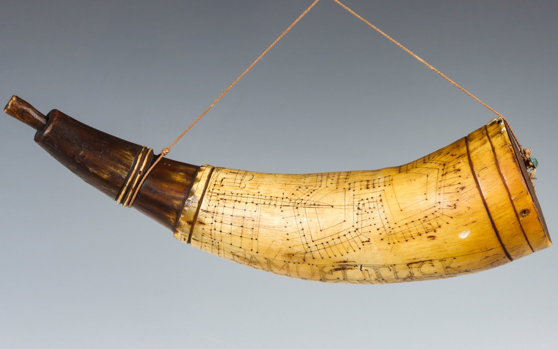 SAMUEL TUCK'S EARLY 19TH C. SCRIMMED HIP HORN