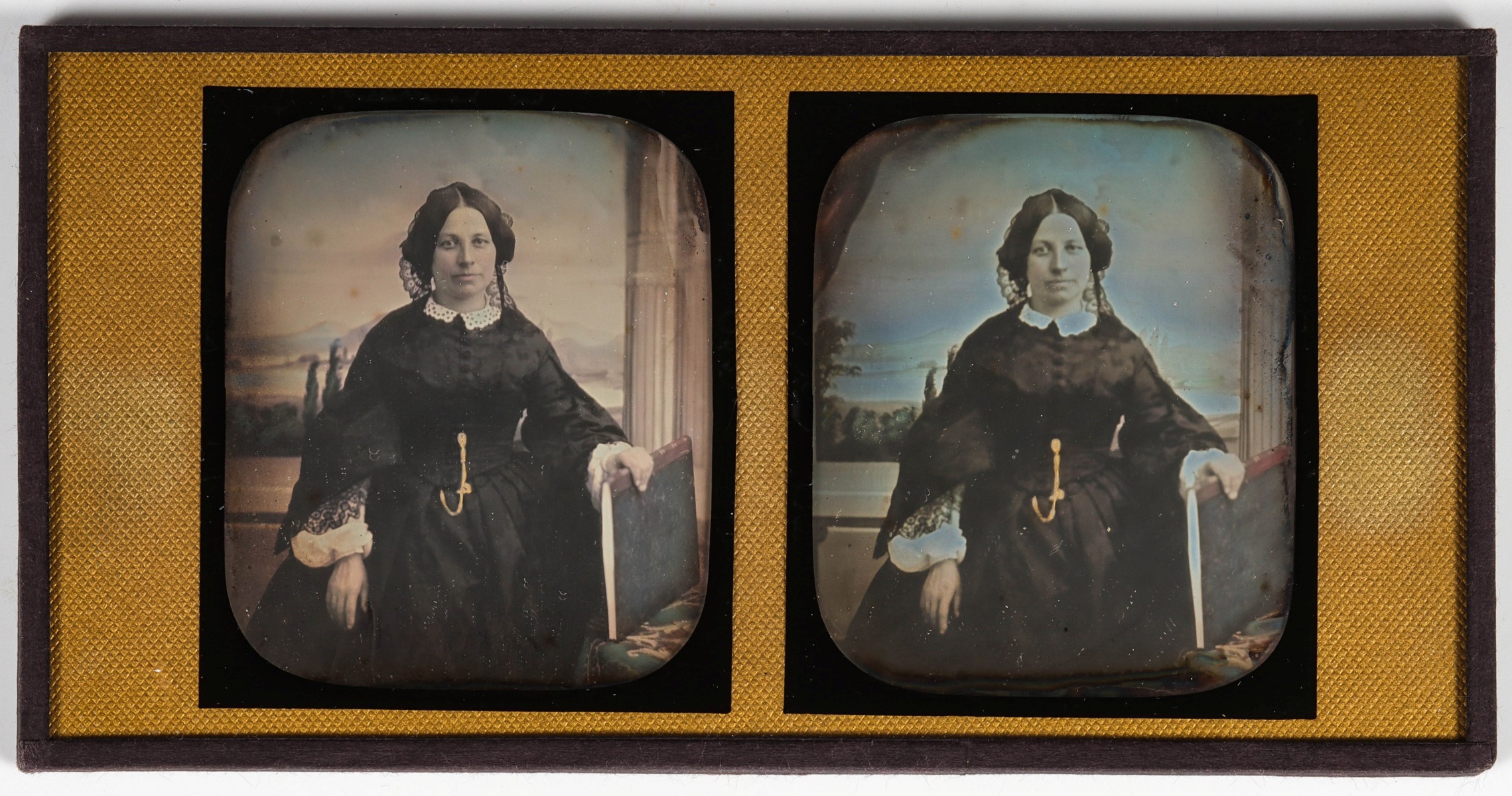 327 Alexander Bertrand Colored Stereo Daguerreotype