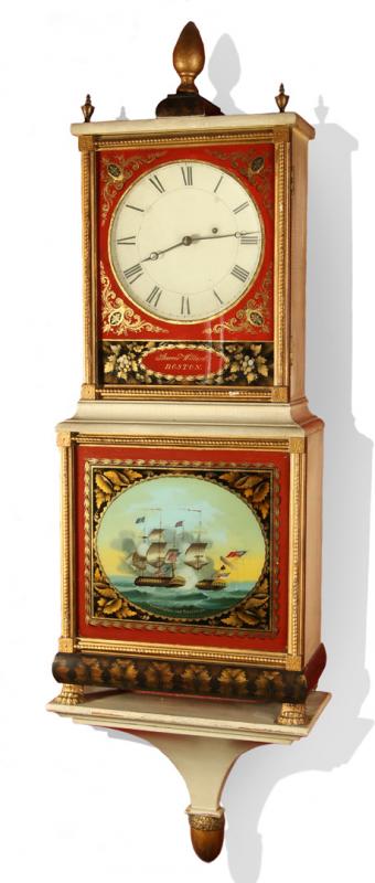 A 19TH C. DISH DIAL BRIDE'S CLOCK SIGNED AARON WILLARD